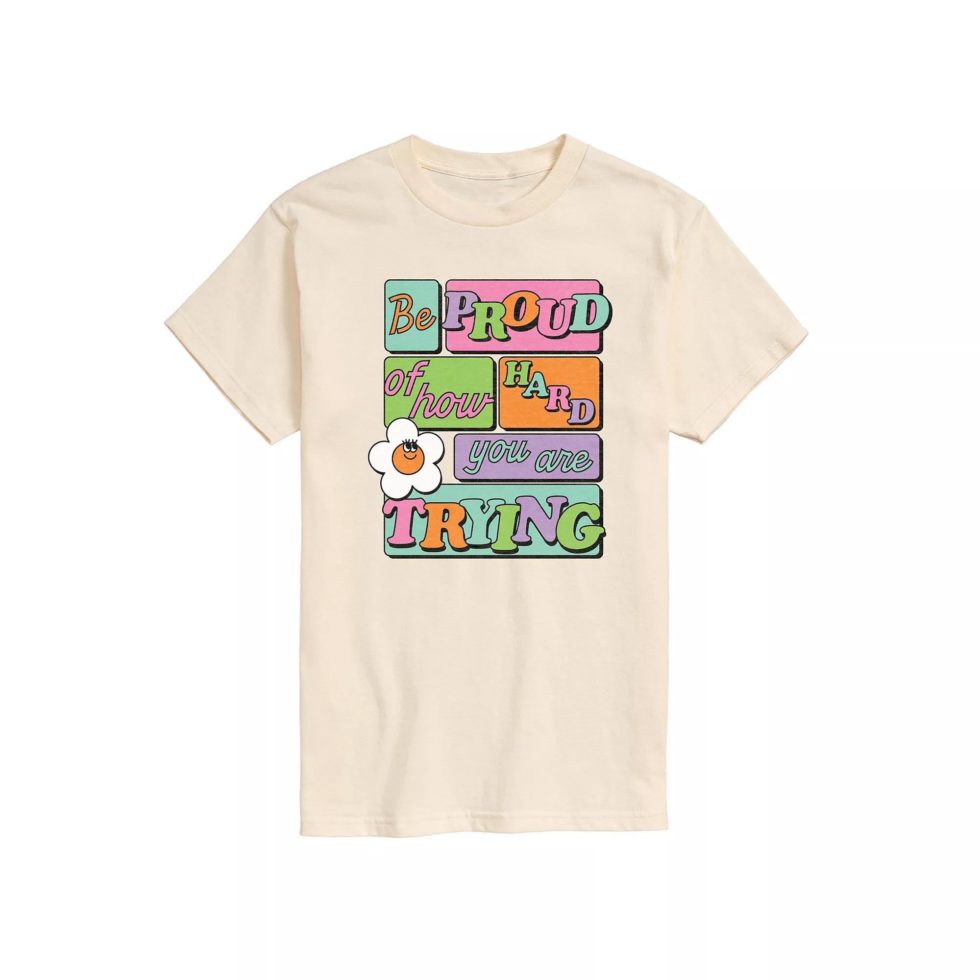 Mens Be Proud Of How Hard You Are Trying Graphic Tee Grey Gray Product Image
