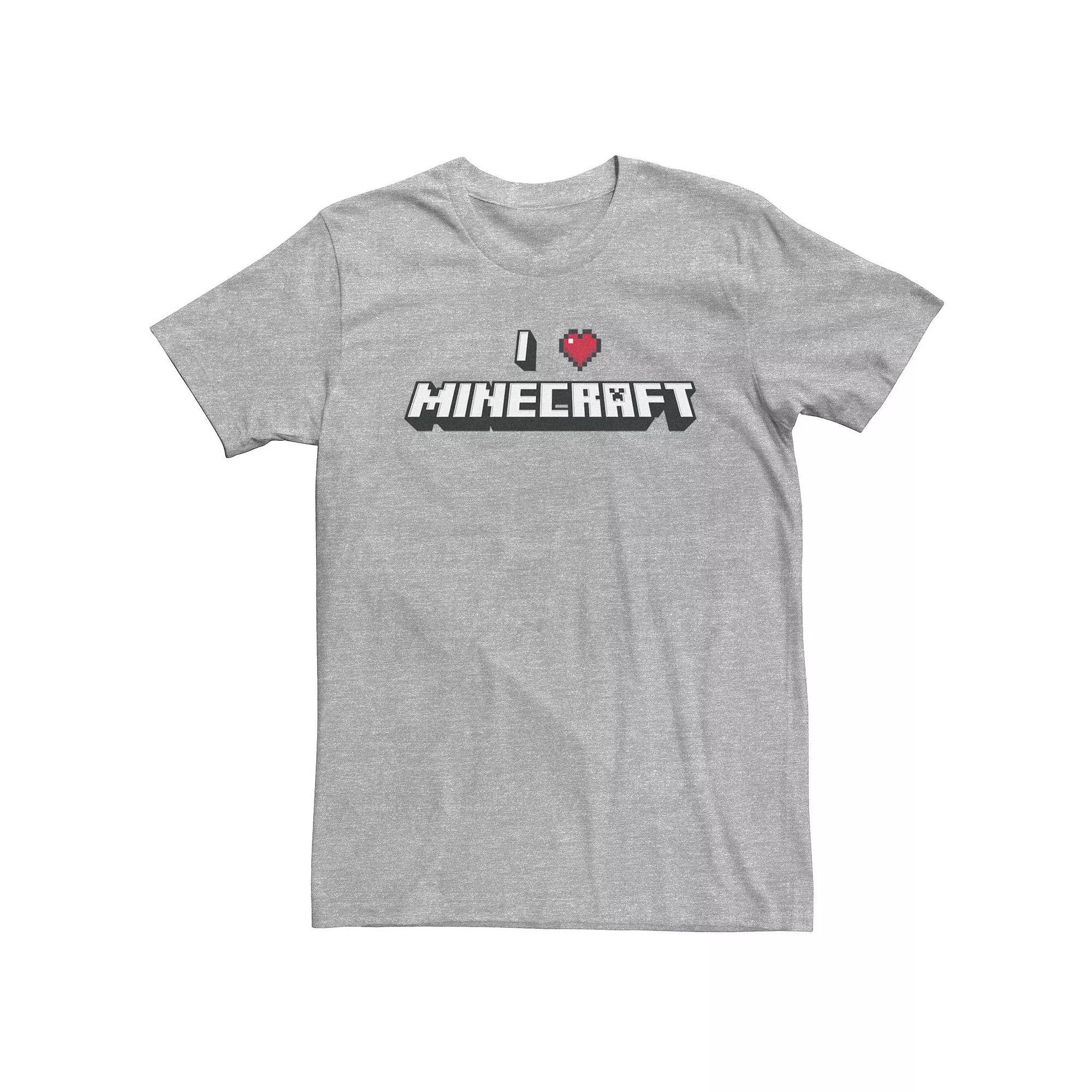 Big & Tall Minecraft "I Love Minecraft" Text Tee, Men's, Size: 4XLT, Athletic Grey Product Image