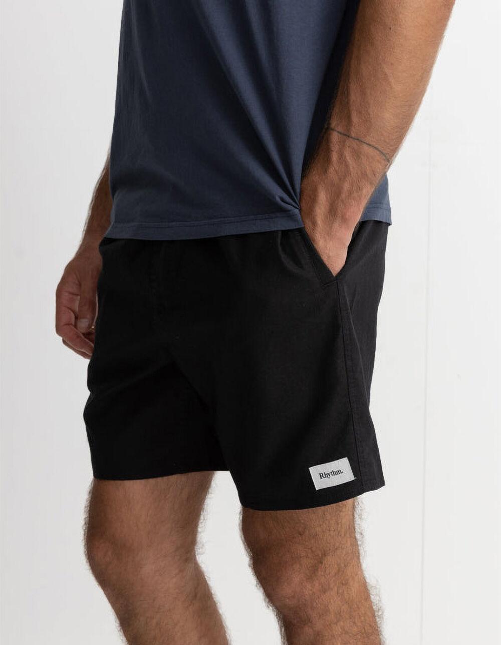 RHYTHM Classic Linen Jam Mens Shorts - BLACK Product Image