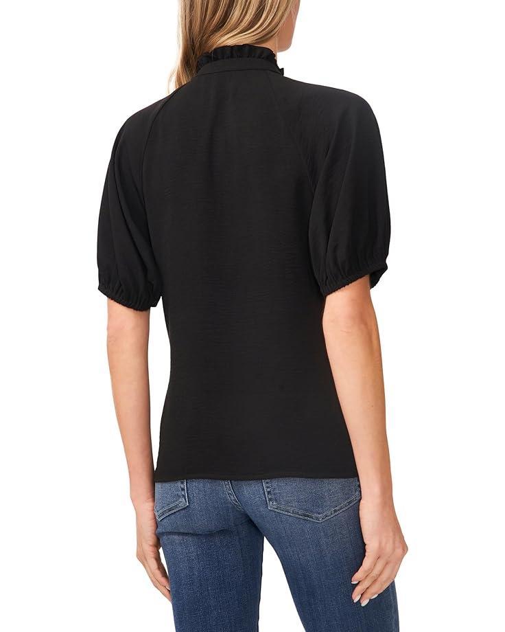 Elbow Sleeve Open Collar Blouse Product Image