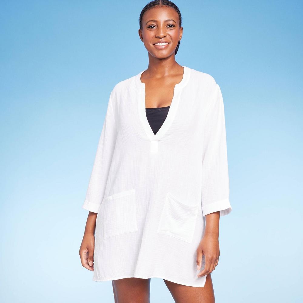 Womens Pullover Tunic Swimsuit Cover Up - Kona Sol White Product Image