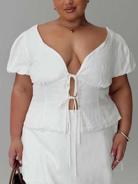Wilhelmina Blouse Top White Curve Product Image