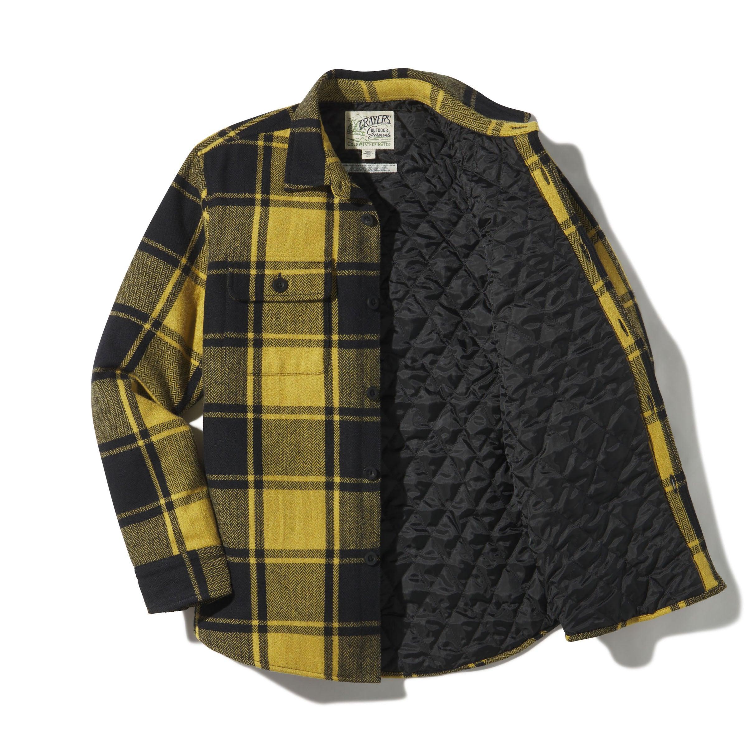 Retro Wool Padded Shirt Jacket - Mustard Black (Final Sale) Product Image