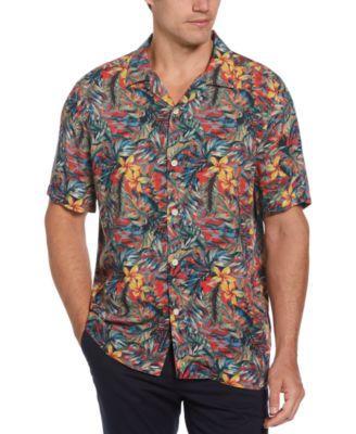 Perry Ellis Mens Short Sleeve Button-Front Tropical Camp Shirt Product Image