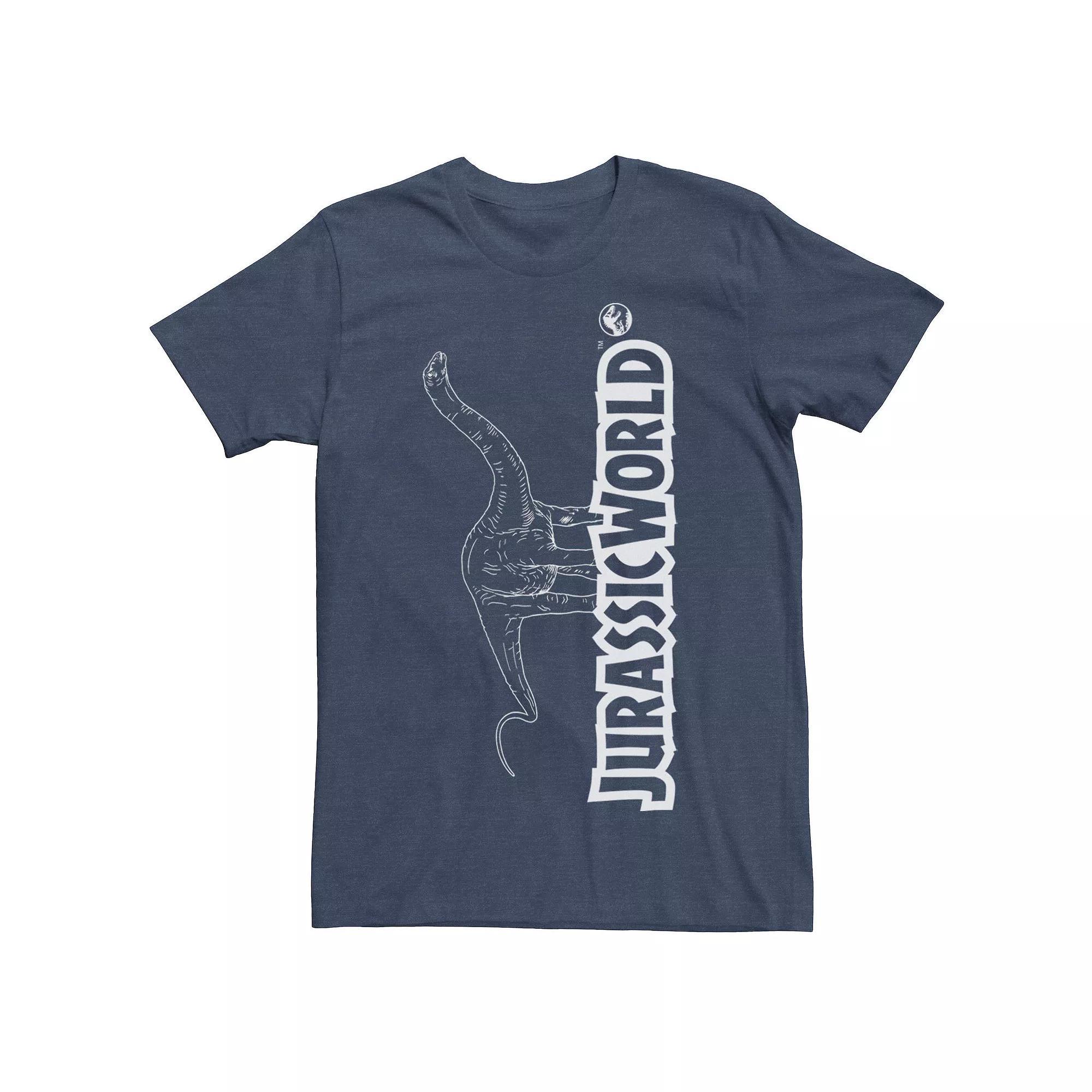 Men's Jurassic World Longneck Dinosaur Title Logo Outline Tee, Size: 3XL, Royal Product Image