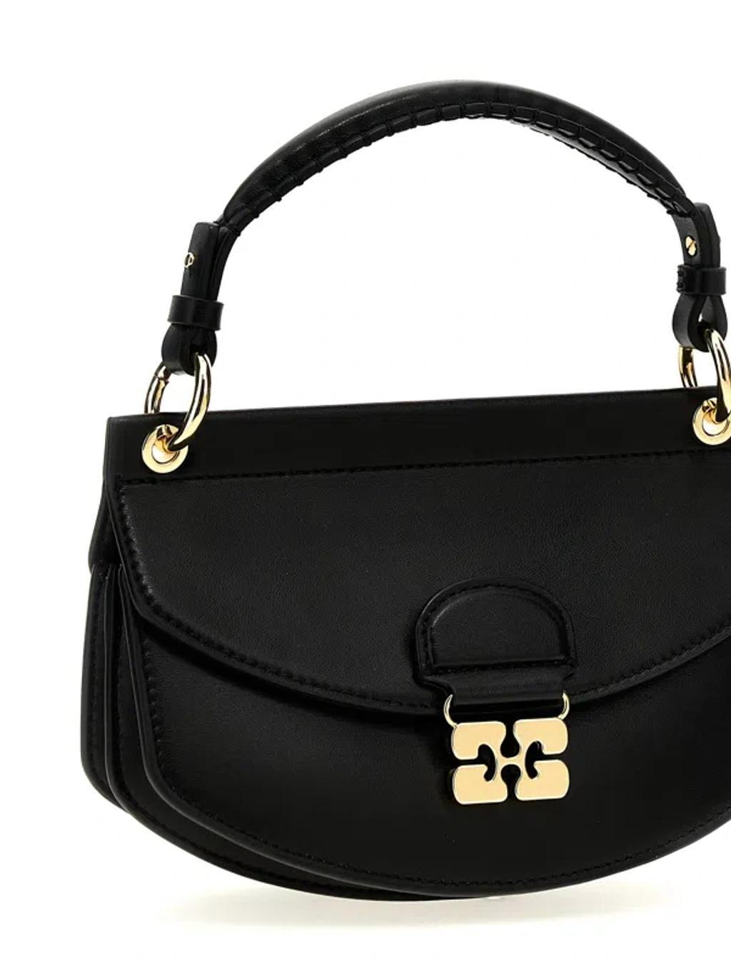 GANNI Womens Black Apo-g Mini Leather-blend Top-handle Bag Product Image
