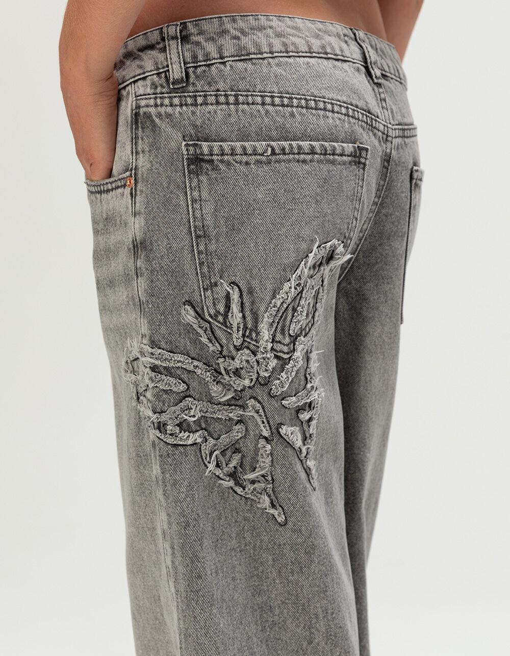 RSQ Womens Low Rise Butterfly Baggy Jeans - GREY DENIM Product Image
