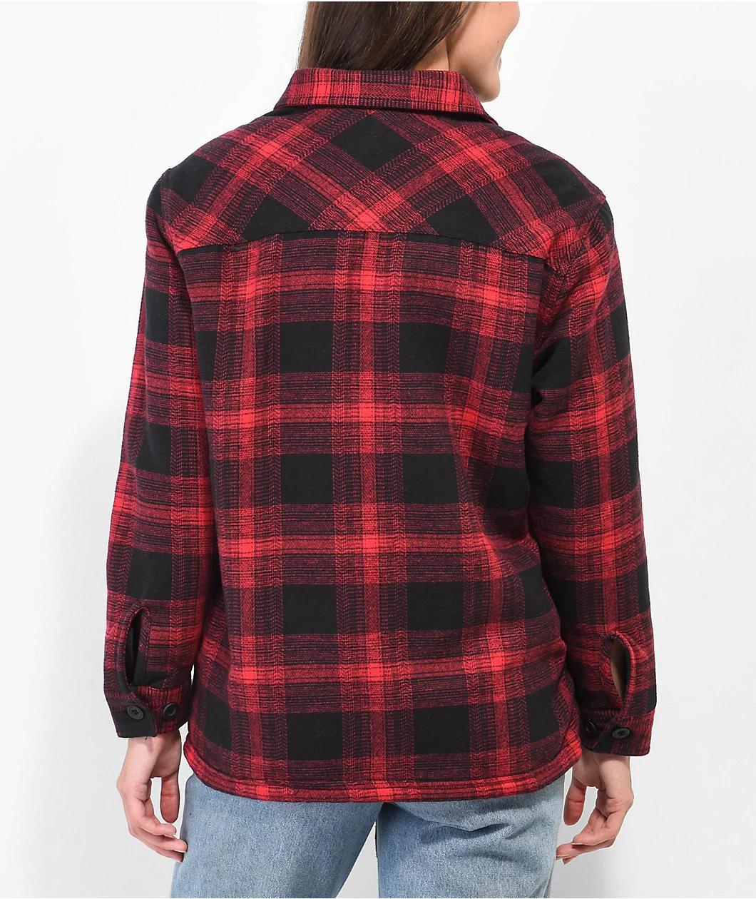 Dravus Cairn Red & Black Sherpa Flannel Shirt Product Image