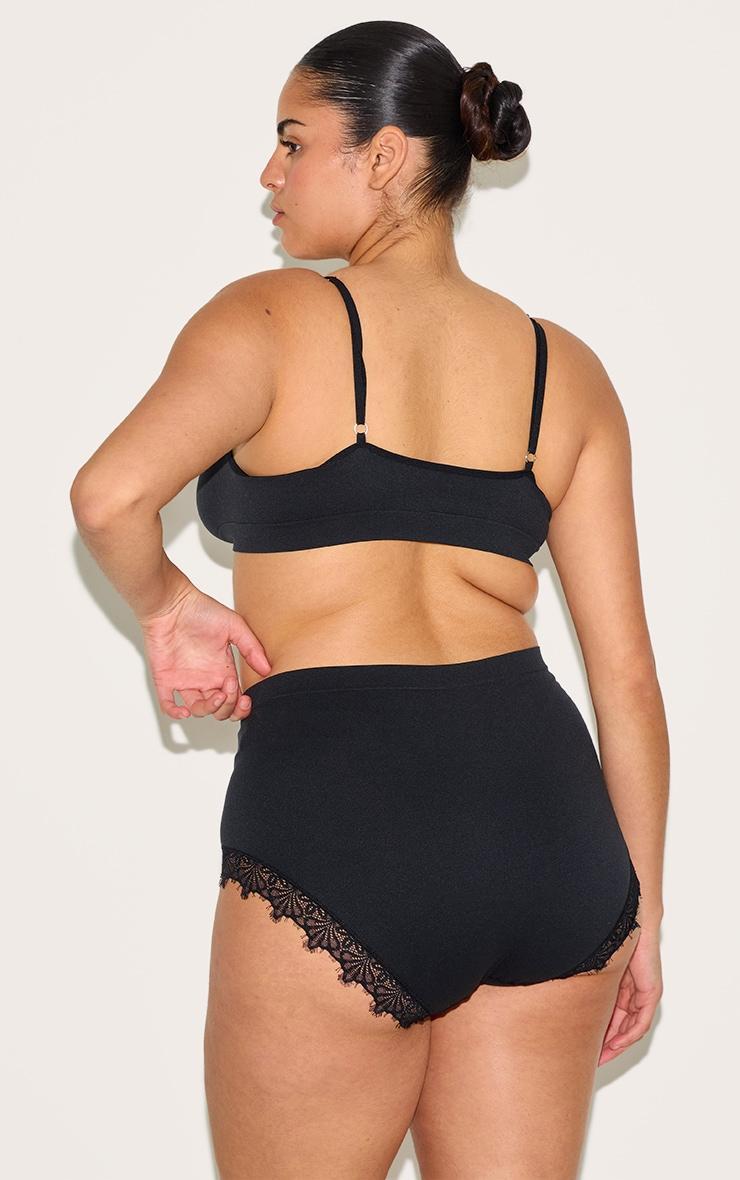 Black Lace Trim Detail Bralette Product Image