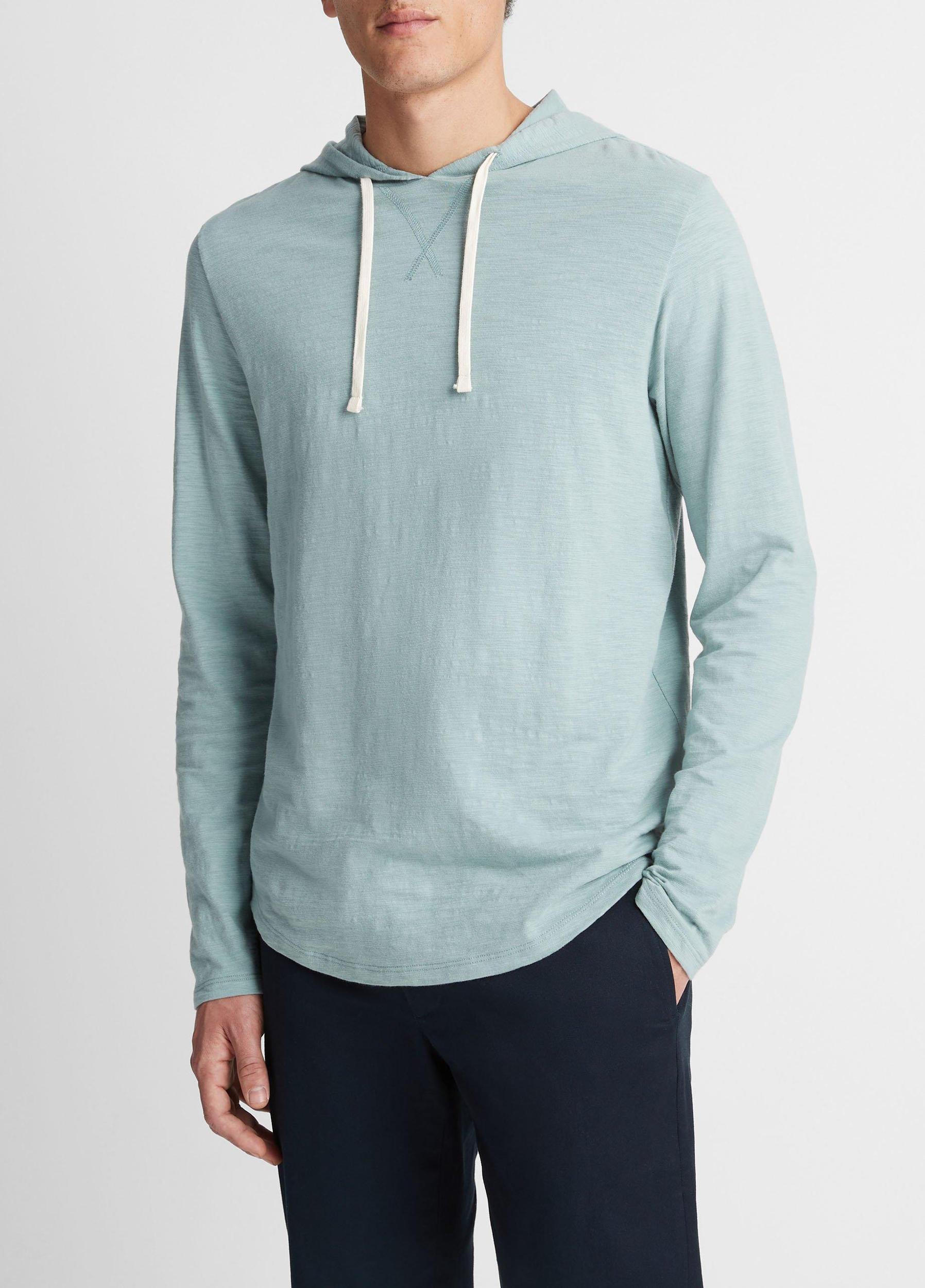 Mens Textured Cotton Hoodie, Coastal Blue, Size L Vince Product Image