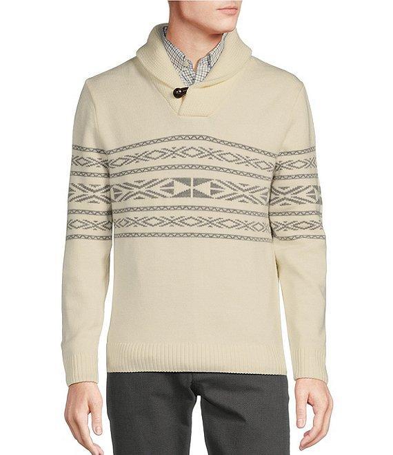Cremieux Blue Label Chamonix Collection Fair Isle Shawl Sweater Product Image