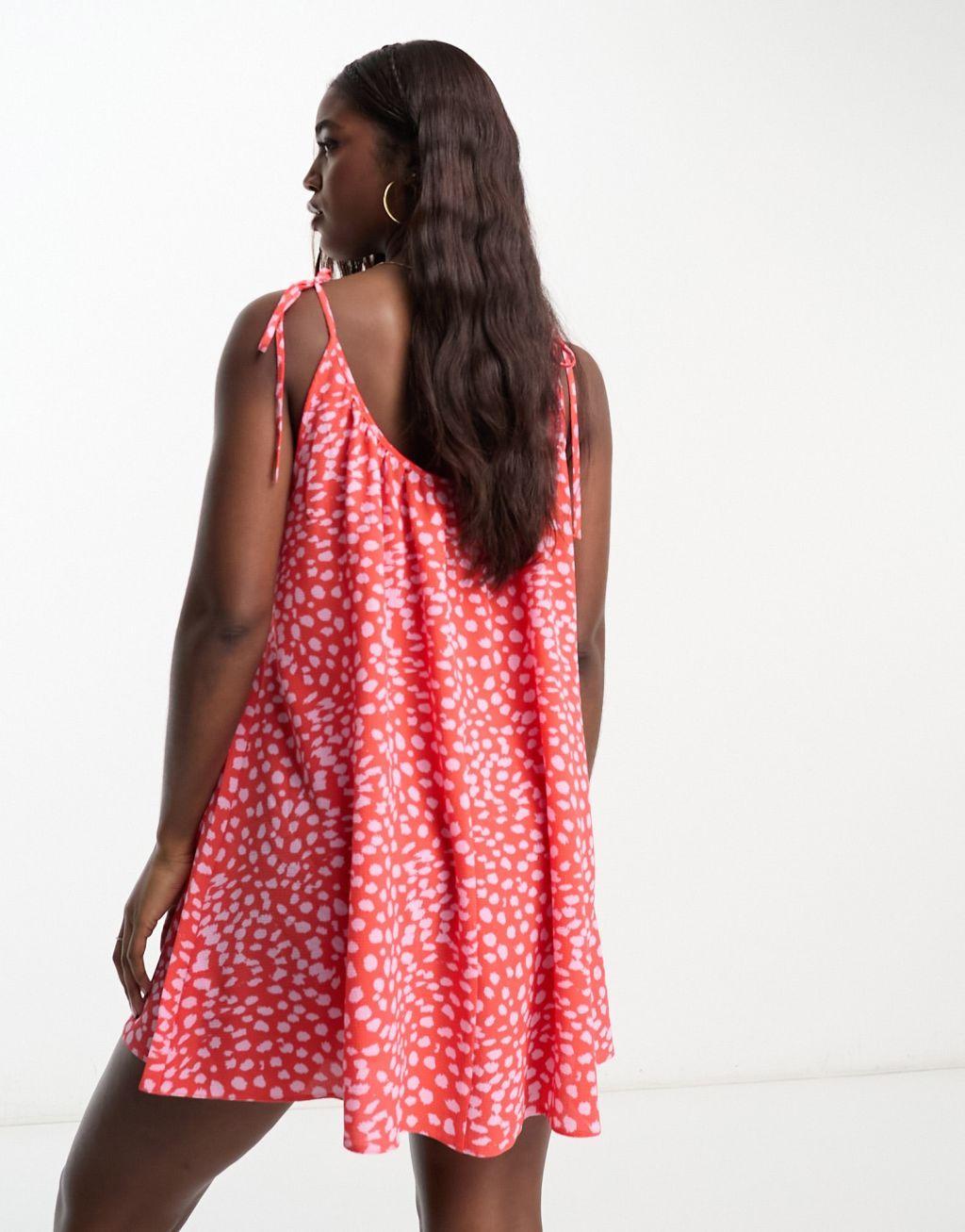 ASOS DESIGN tie strap detail trapeze mini slip dress Product Image