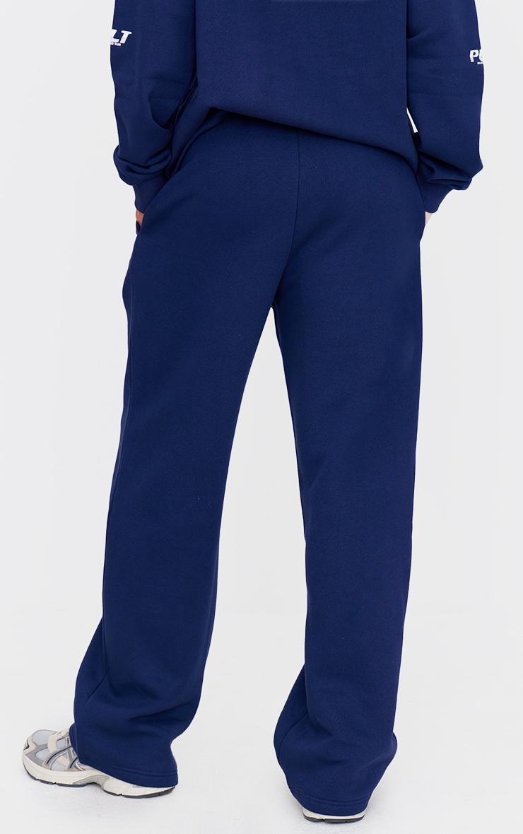 PRETTYLITTLETHING Tall Navy Logo Printed Wide Leg Sweatpants Product Image