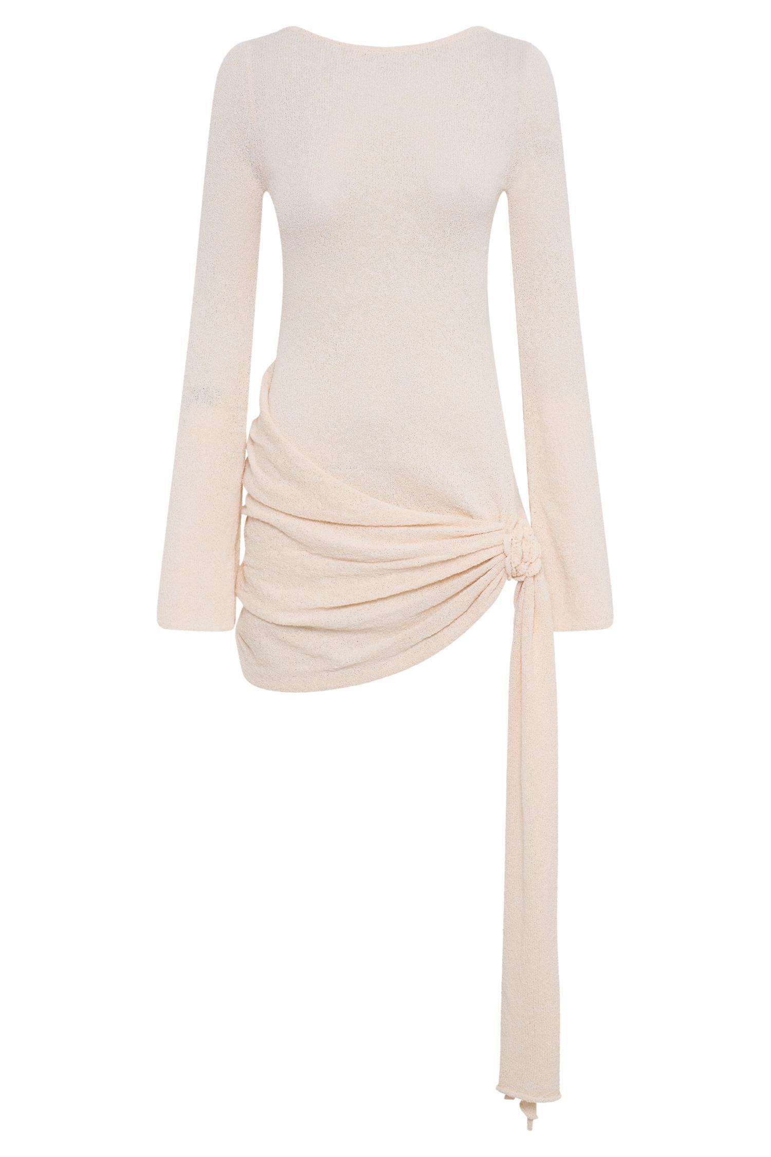 Liana Long Sleeve Knit Mini Dress - Nude Product Image