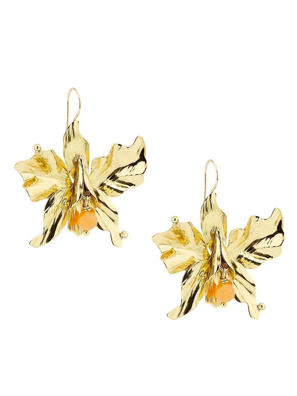 Womens Yasmin Goldtone & Pink Aventurine Orchid Drop Earrings Product Image