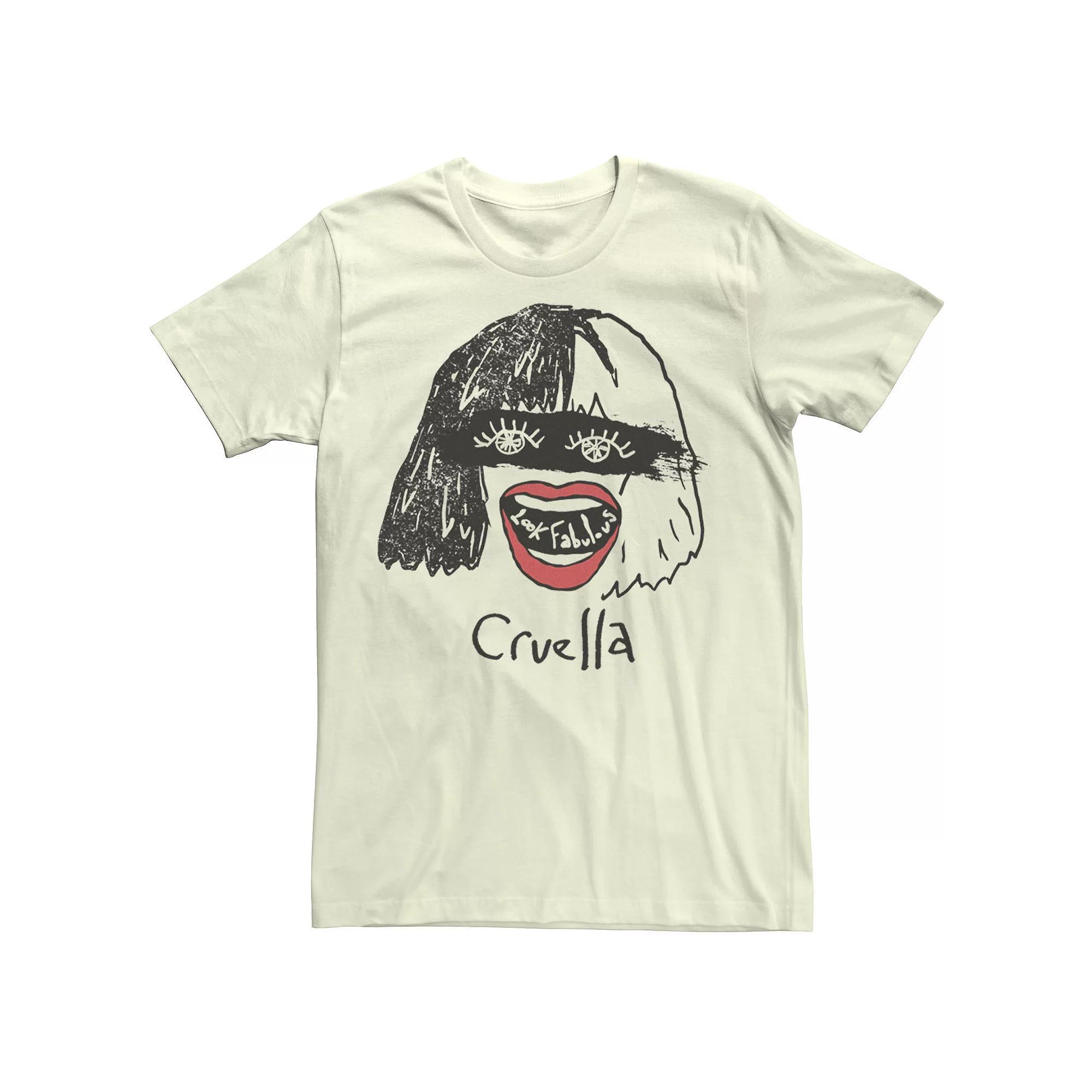 Disney's Cruella De Vil Men's Look Fabulous Sketch Tee, Size: Small, White Product Image