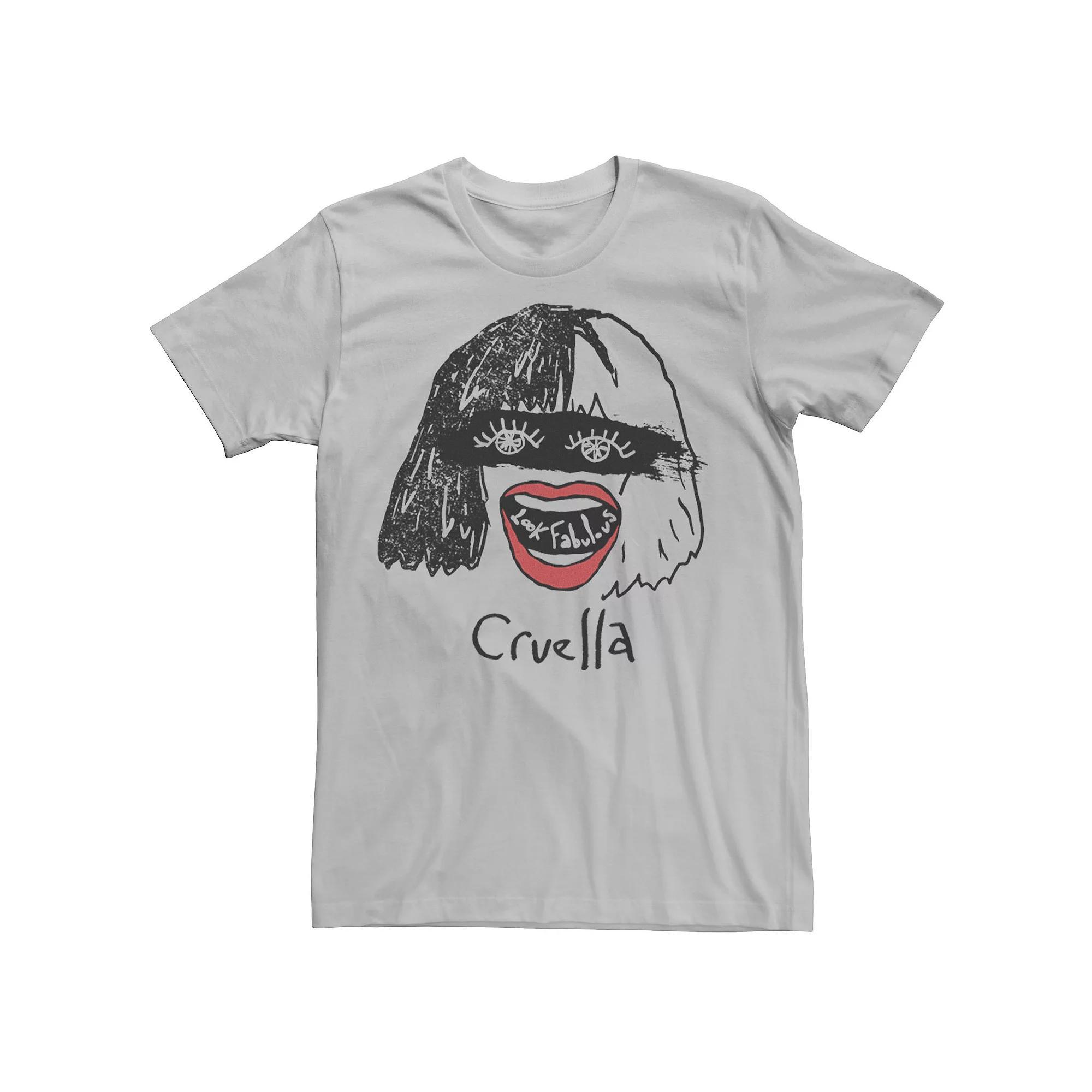 Disney's Cruella De Vil Men's Look Fabulous Sketch Tee, Size: Small, White Product Image