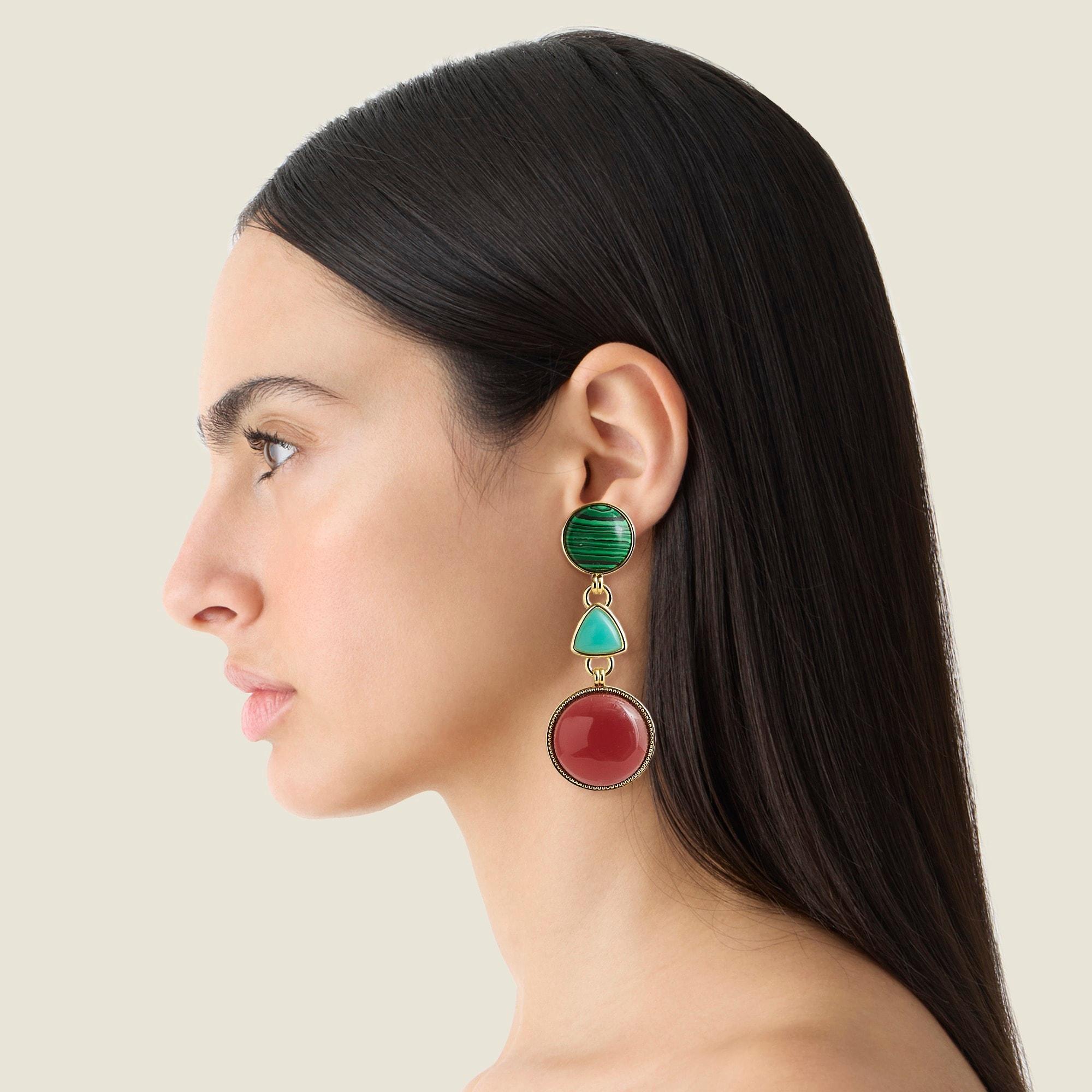 Geometric stone drop earrings Product Image