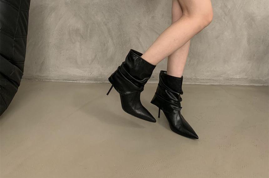 Pointed Ruched Stiletto Short Boots Product Image