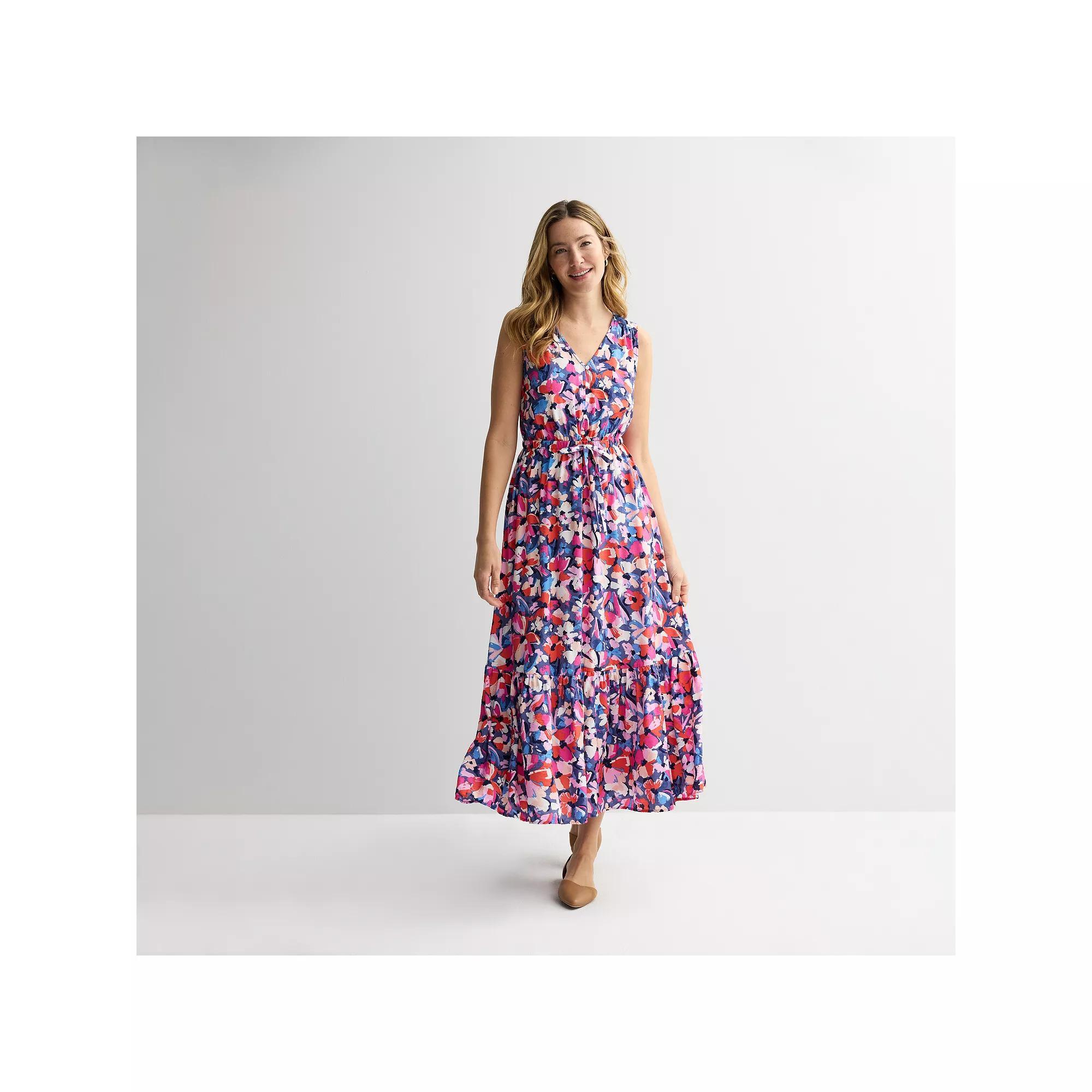 Women's Sonoma Goods For Life® Femme Button Bodice Maxi Dress, Size: XS, Blue Pink Floral Product Image