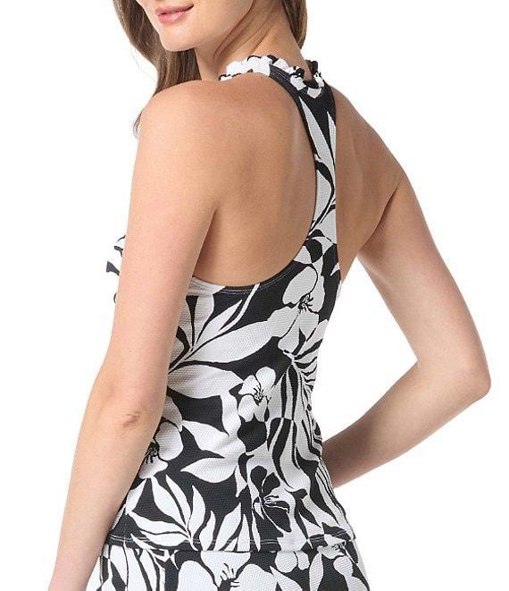 Beach House Aloha Spirit Pique Texture Nina Ruffle Trim V-Neck Tankini Swim Top Product Image