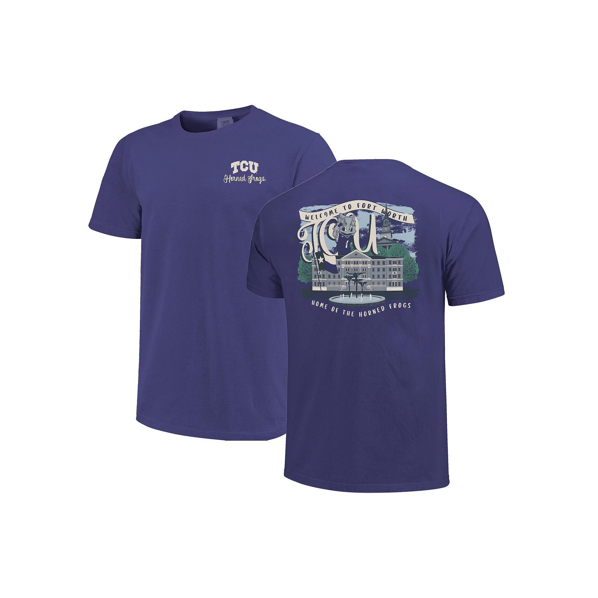 Women's Purple TCU Horned Frogs Comfort Colors Campus Scene Drawing Script T-Shirt, Size: Large Product Image