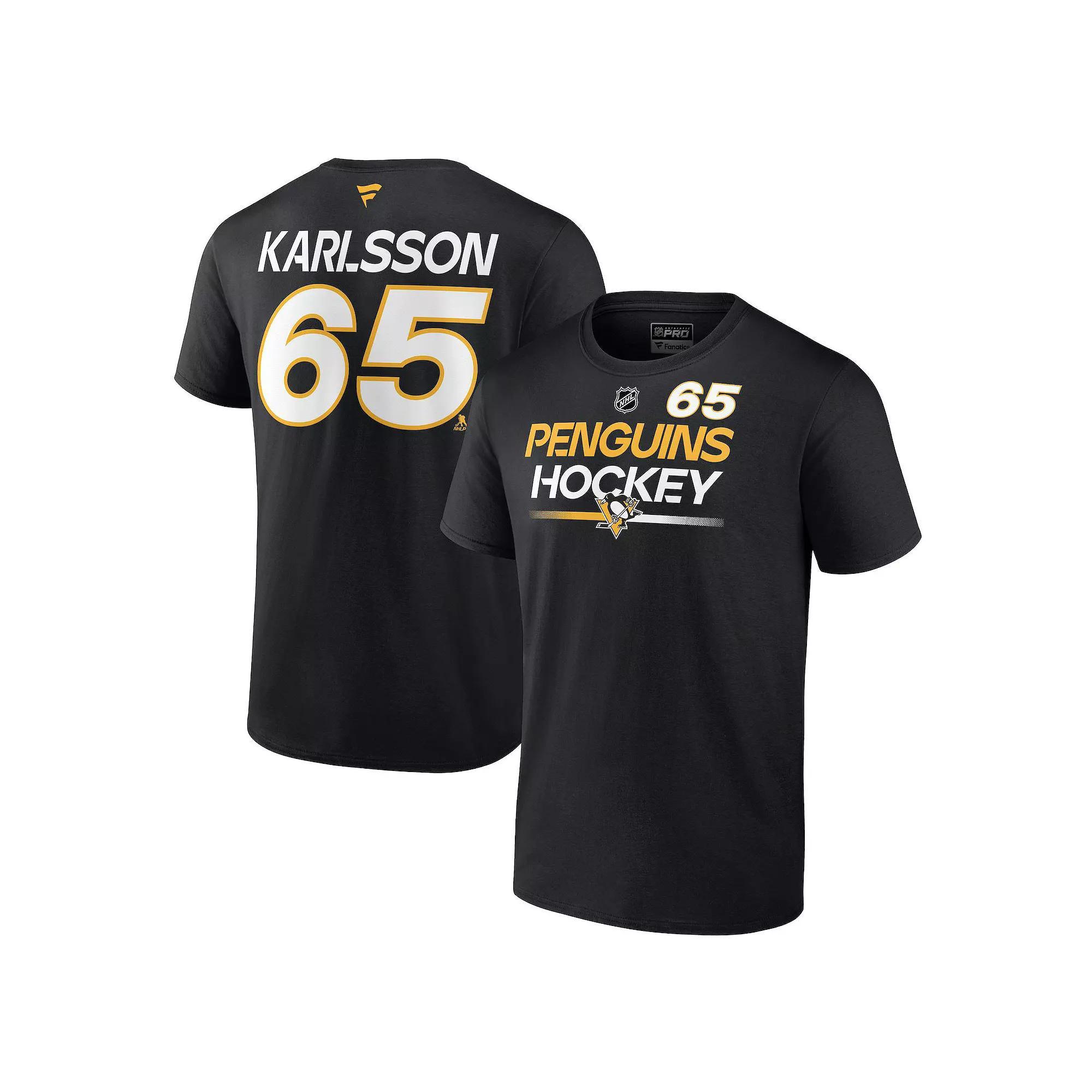 Men's Fanatics Branded Erik Karlsson Black Pittsburgh Penguins Authentic Pro Prime Name & Number T-Shirt, Size: Small Product Image