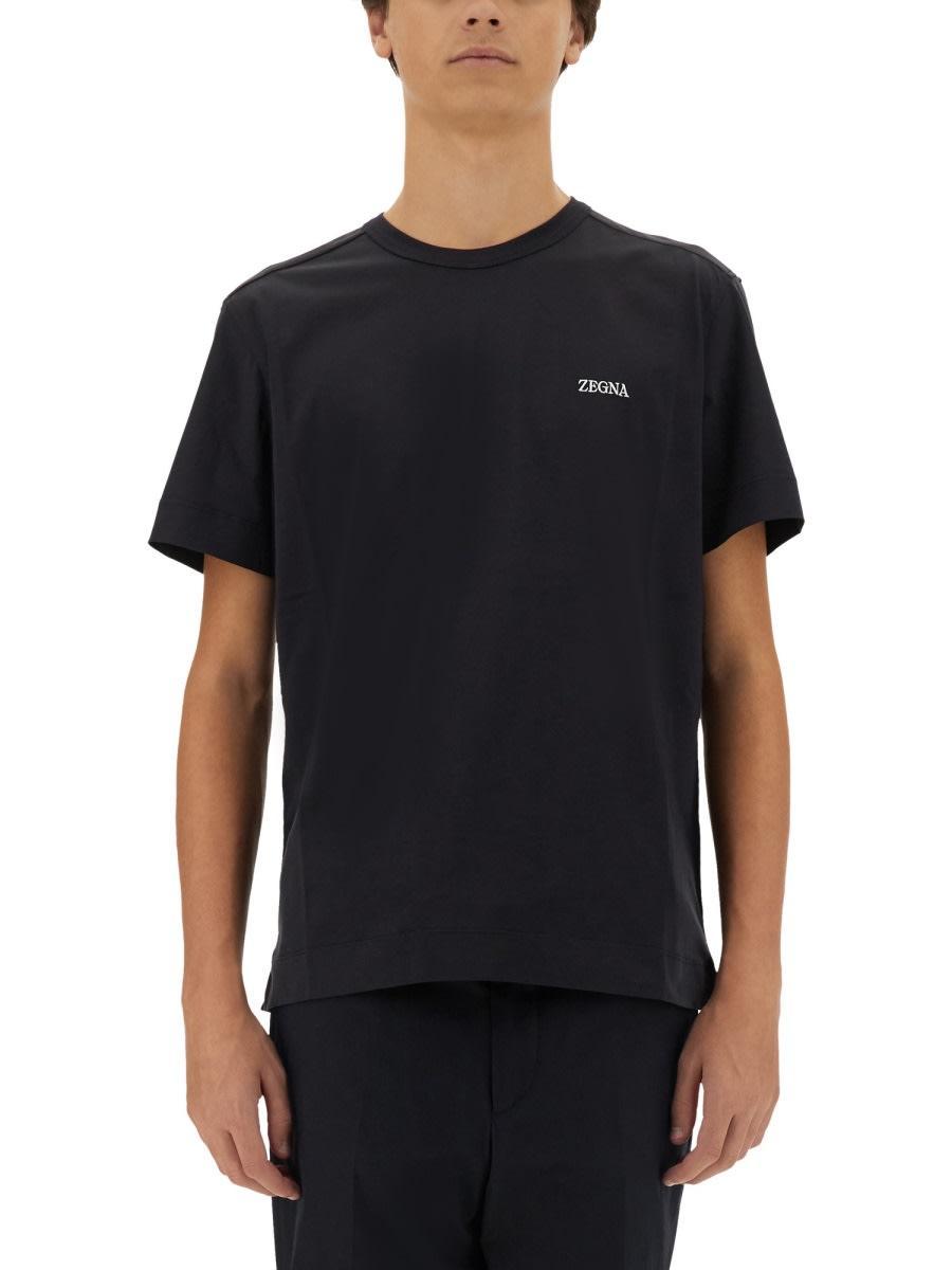 ZEGNA T-shirt With Logo In Blue Product Image