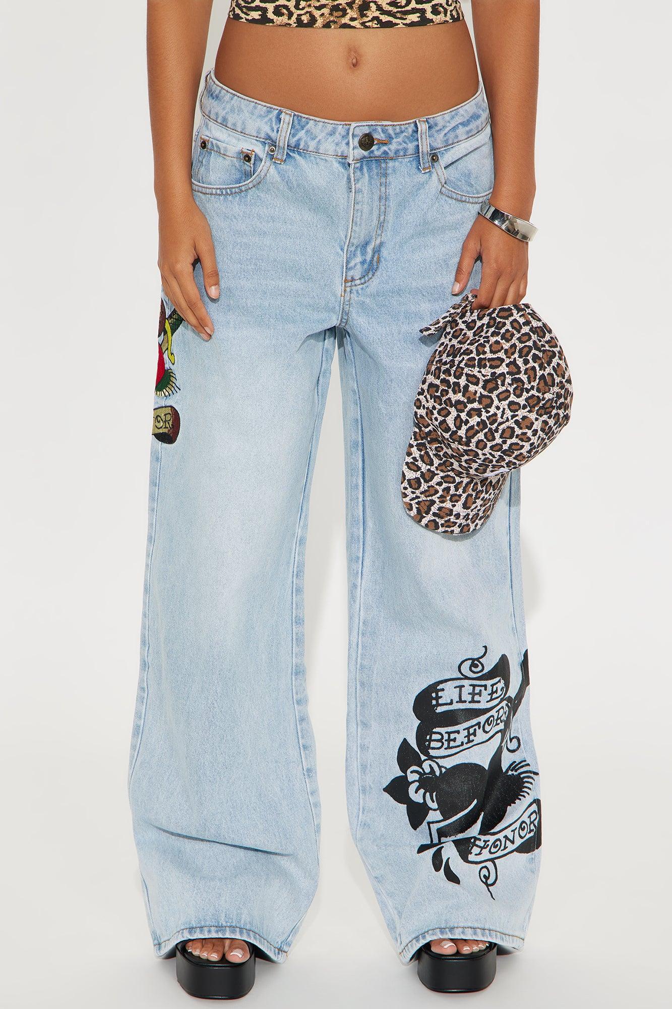 Ed Hardy Honor Dagger Baggy Jeans - Light Wash Product Image