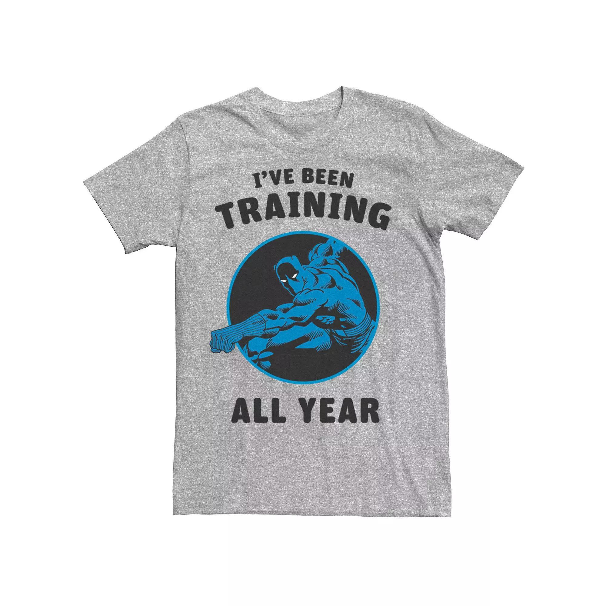 Men's Marvel Avengers Black Panther I've Been Training All Year Tee, Size: Small, Athletic Grey Product Image