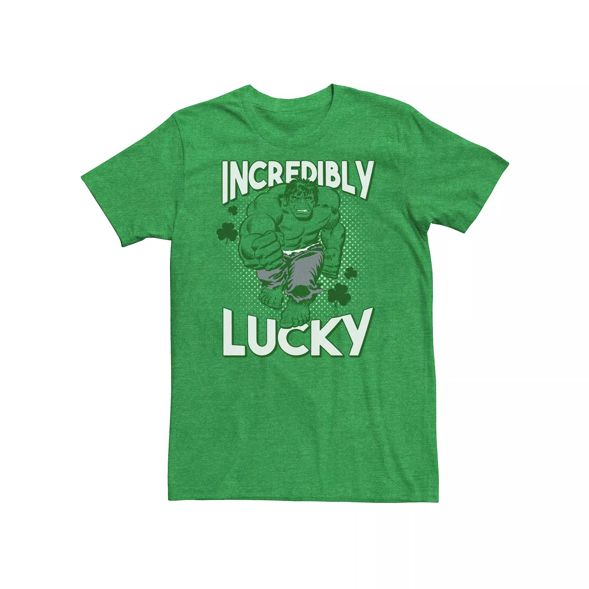 Mens Marvel Hulk Incredibly Lucky St. Patricks Tee Kelly Grey Product Image