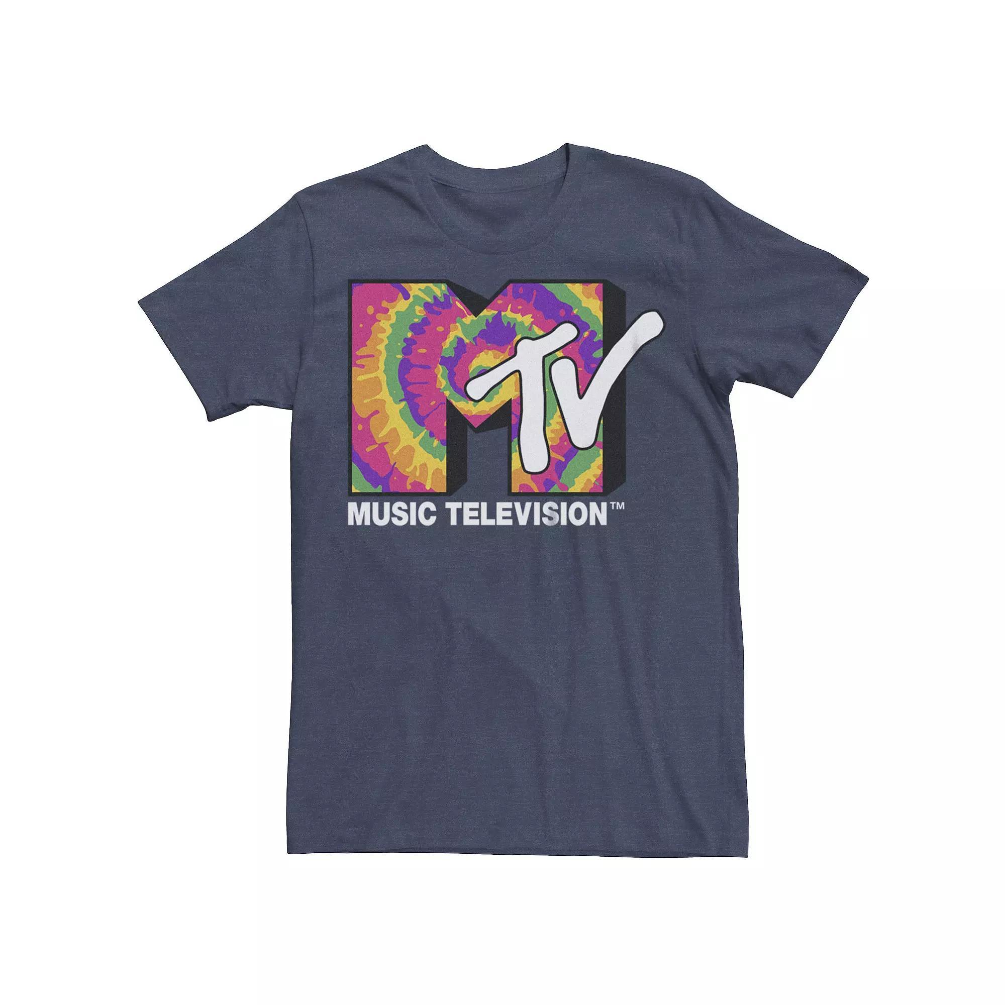 Men's MTV Bright Tie Dye Print Logo Graphic Tee, Size: Large, Navy Grey Product Image