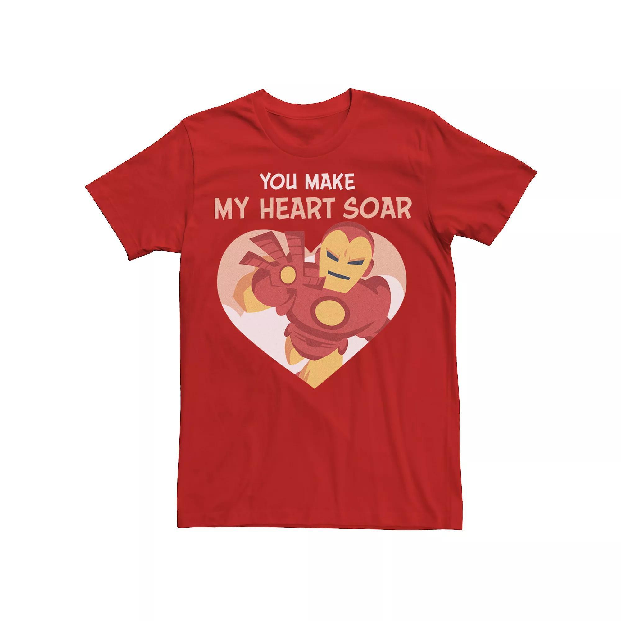 Men's Marvel Iron Man You Make My Heart Soar Valentine Card Tee, Size: Medium, Red Product Image