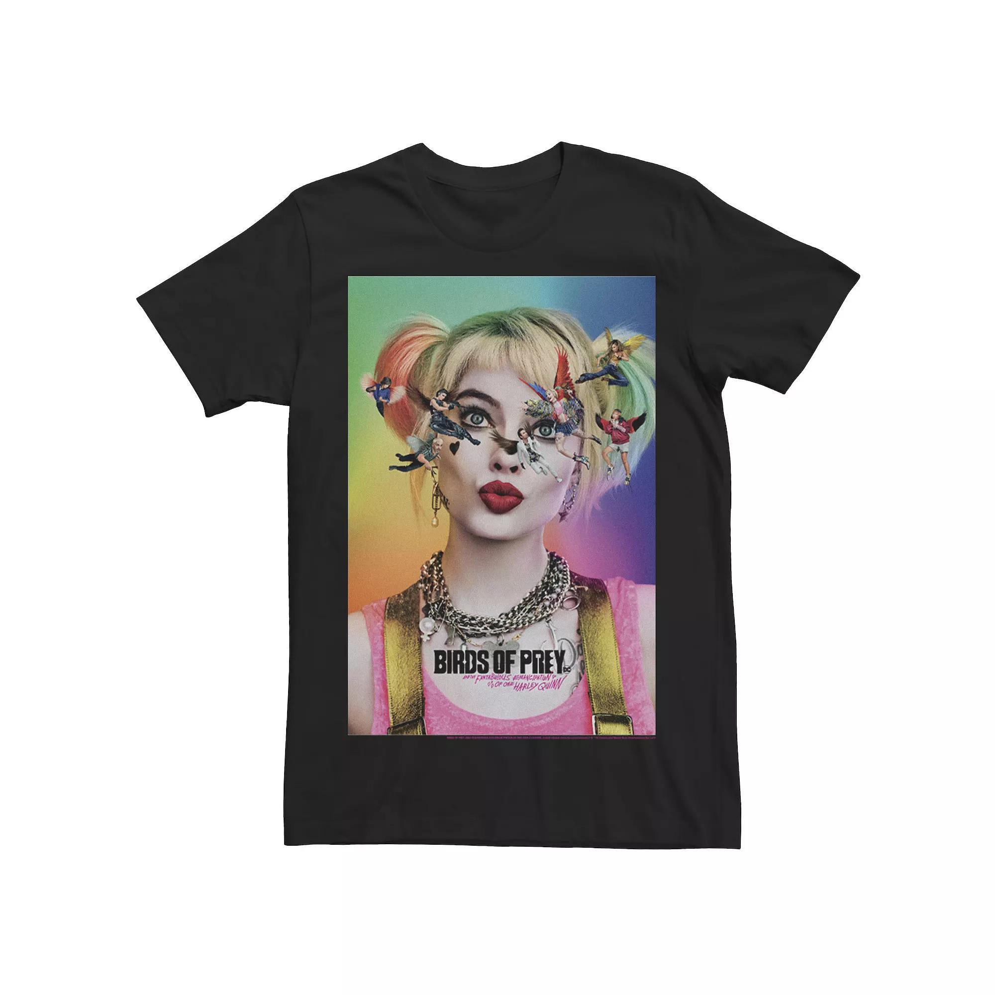 Men's Harley Quinn: Birds of Prey Rainbow Poster Tee, Size: XXL, Black Product Image