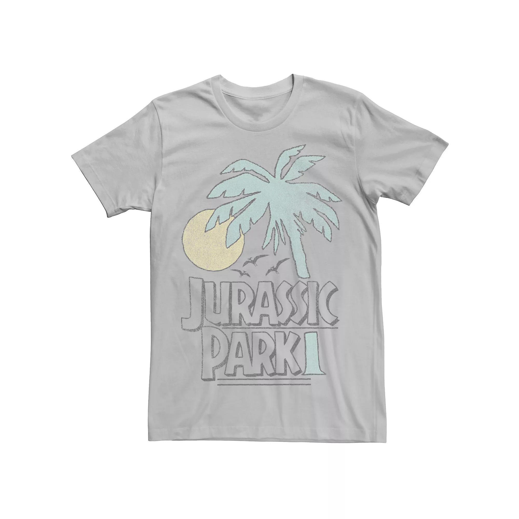 Men's Jurassic Park Palm Tree Sunset Logo Tee, Size: Large, Blue Product Image