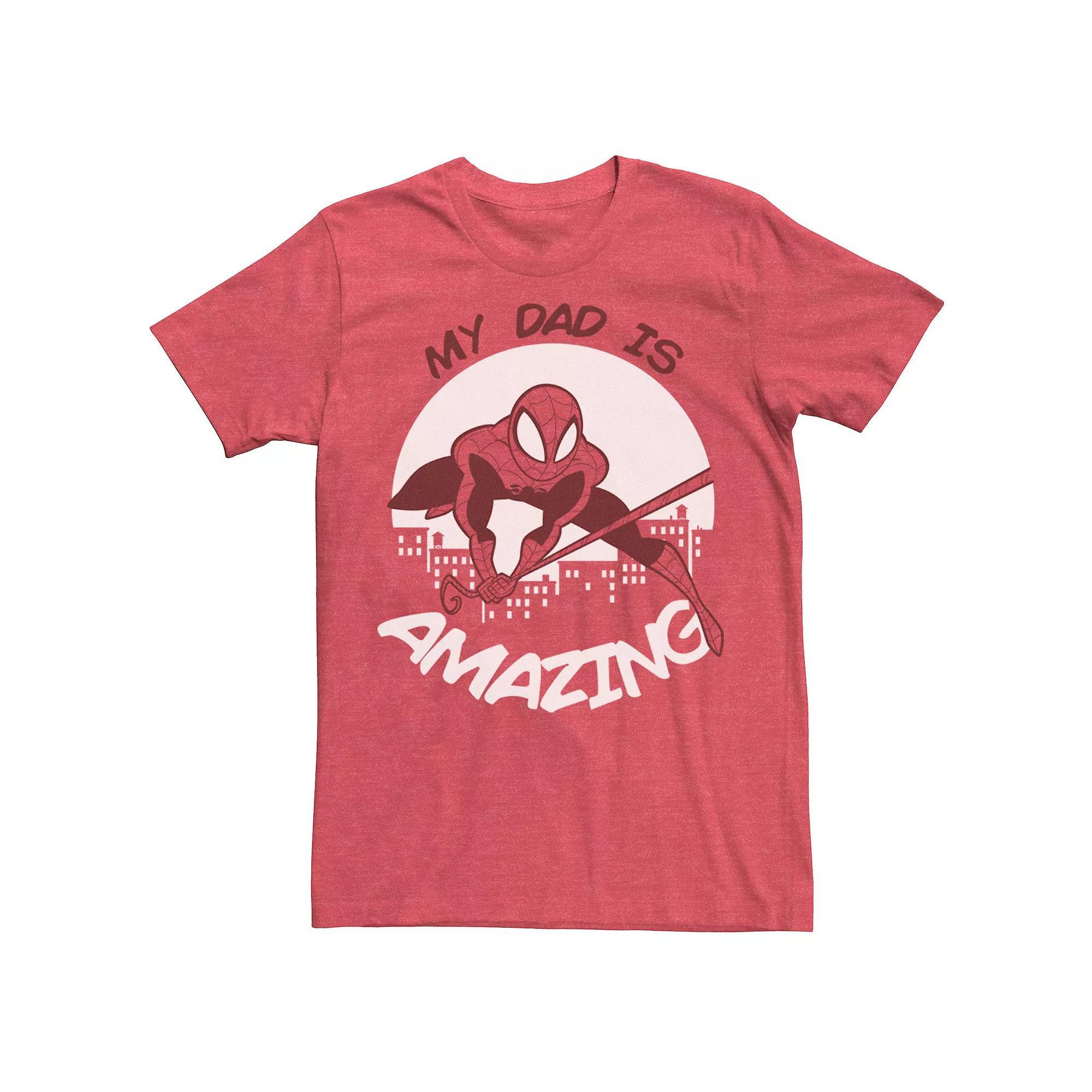 Men's Marvel Father's Day My Dad Is Amazing Spider-Man Action Pose Tee, Size: 3XL, Red Grey Product Image