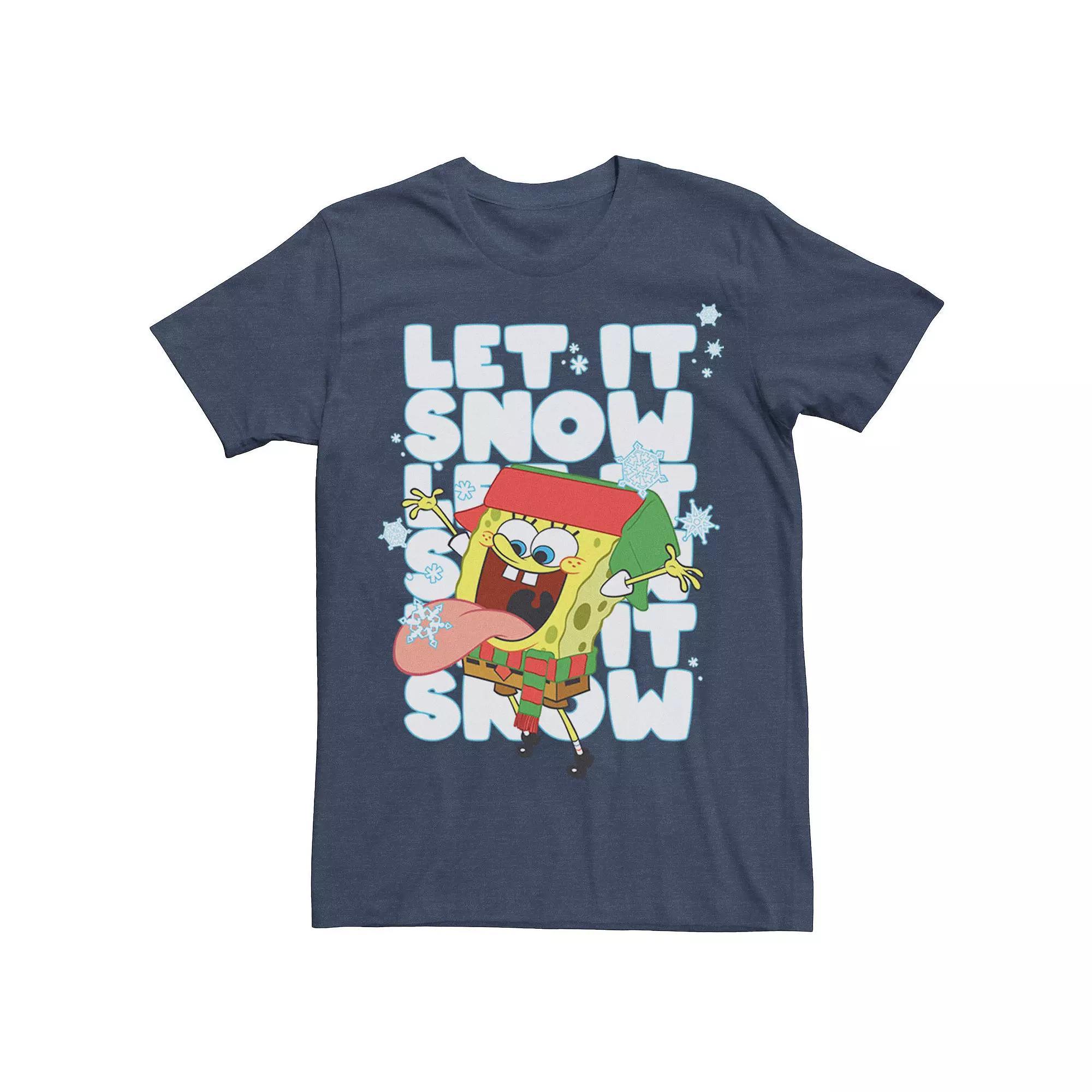 Men's Spongebob Squarepants Let It Snow Tee, Size: XXL, Red Grey Product Image