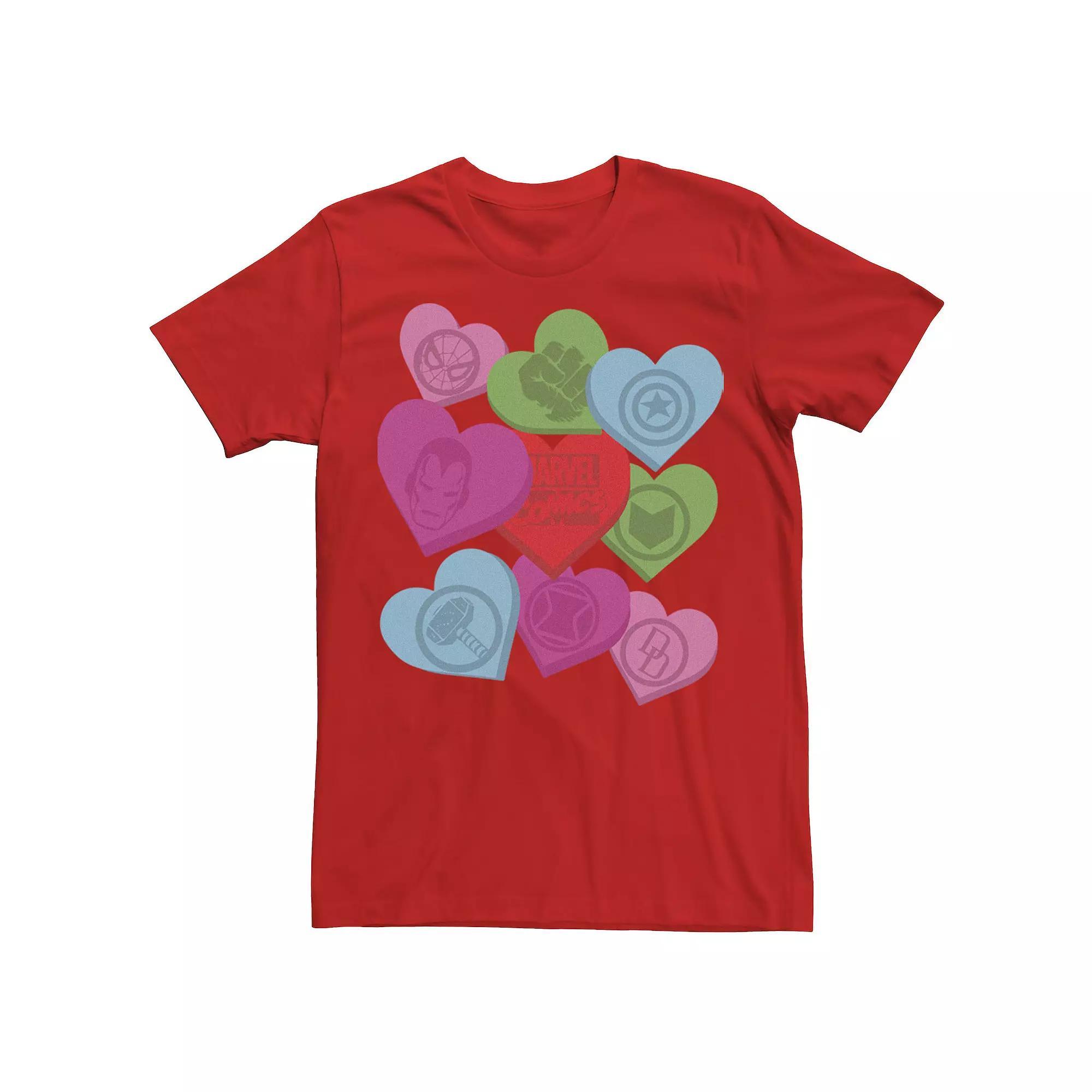 Mens Marvel Candy Hearts Valentines Day Tee Product Image
