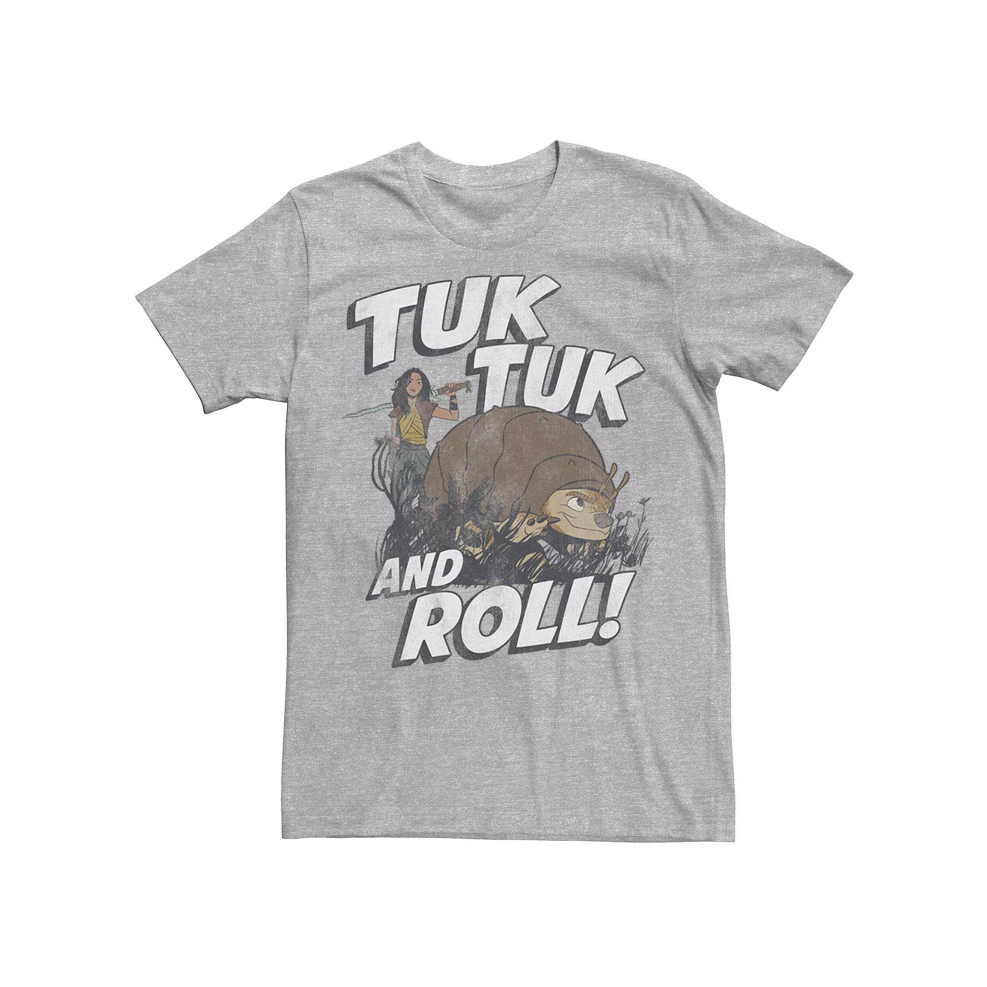 Disney's Raya And The Last Dragon Tuk Tuk And Roll Portrait Men's Tee, Size: XS, Athletic Grey Product Image