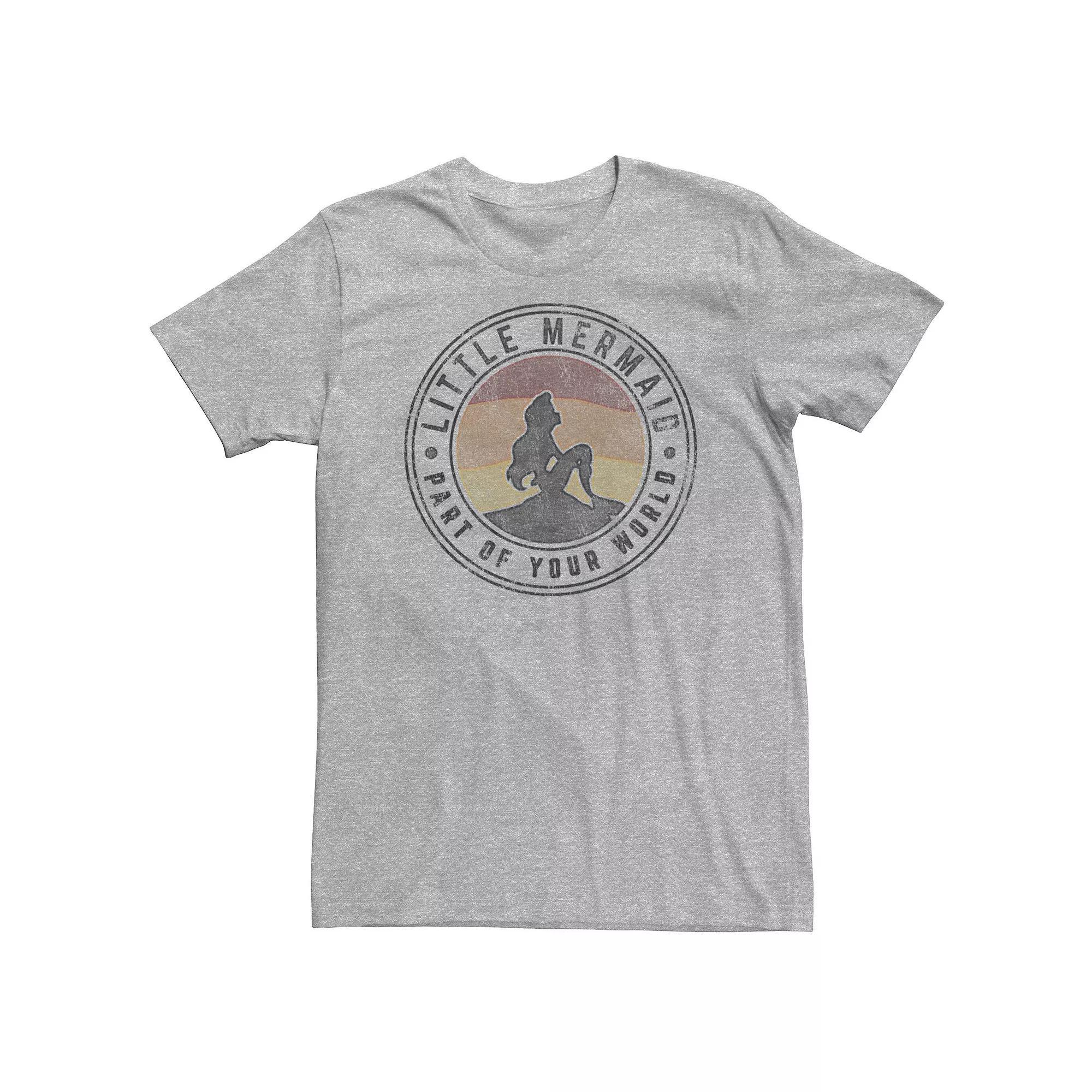 Big & Tall Disney Little Mermaid Sunset Circle Logo Tee, Men's, Size: XXL Tall, Athletic Grey Product Image