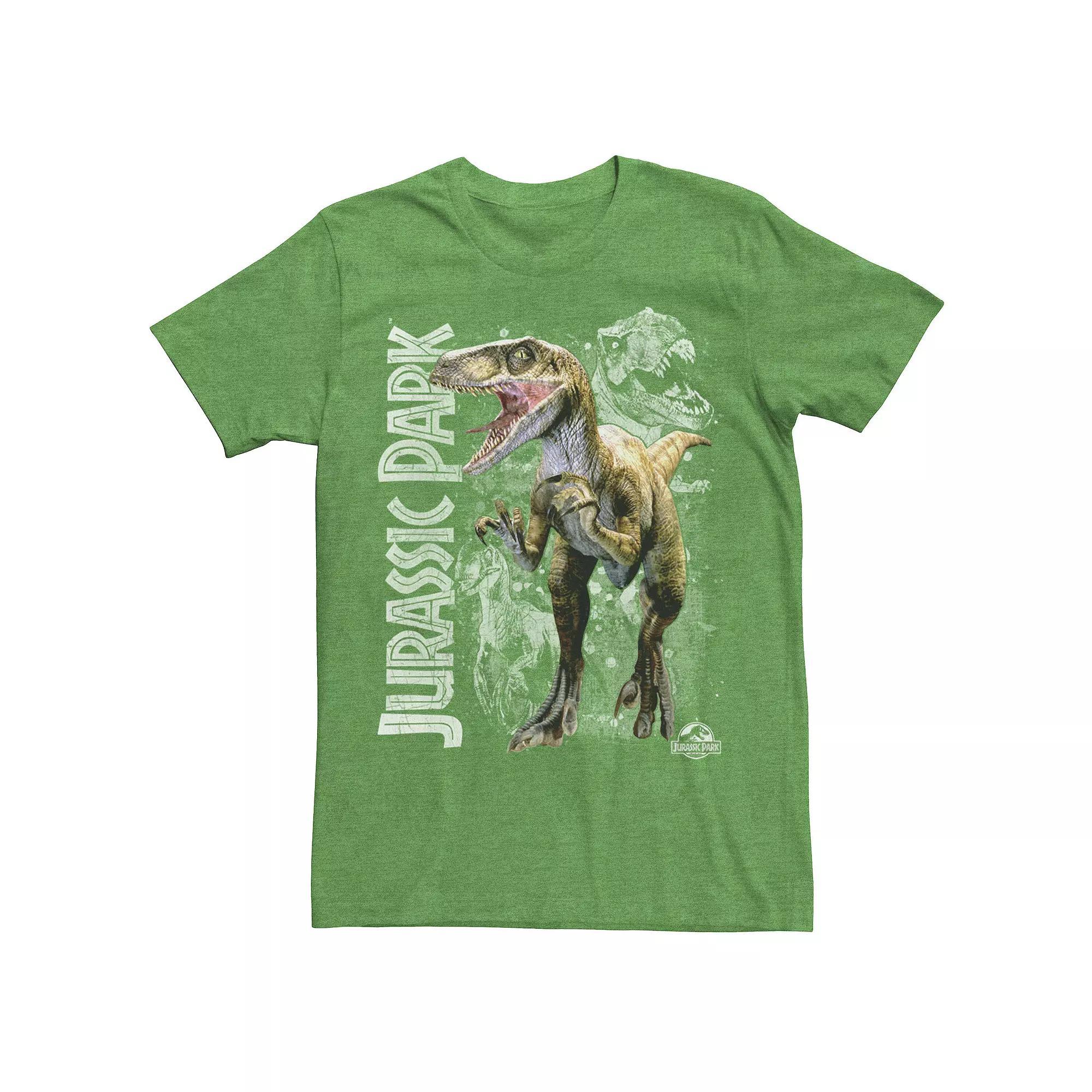 Men's Jurassic Park Velociraptor Green Sketch Tee, Size: Small, Kelly Grey Product Image