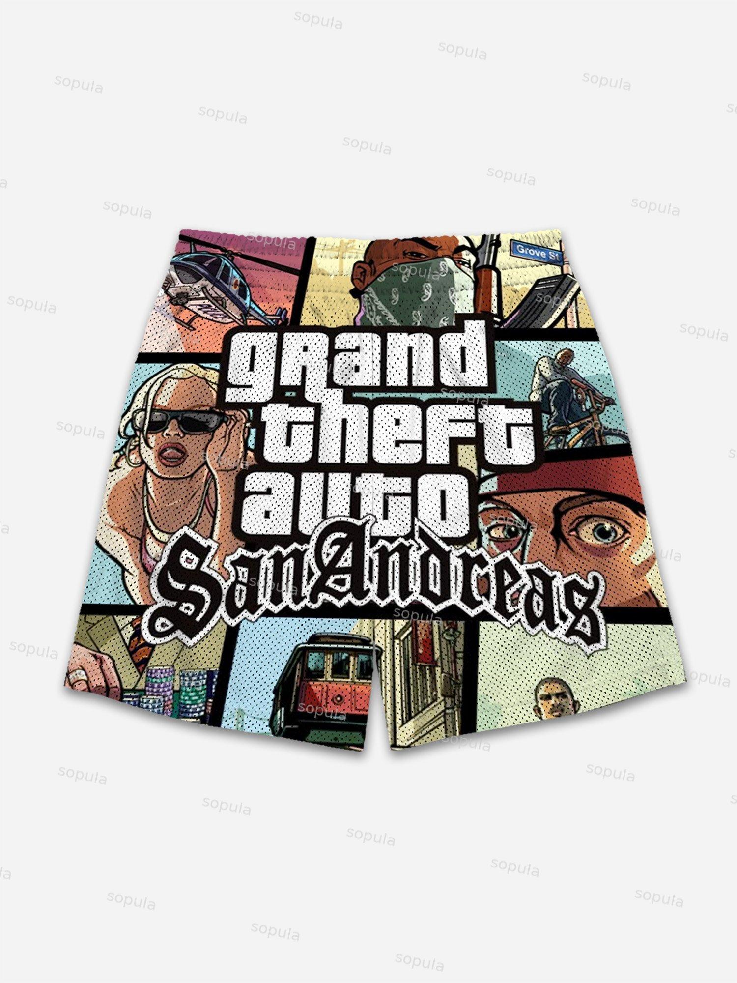 Gta San Andreas Graphic Mesh Shorts Product Image