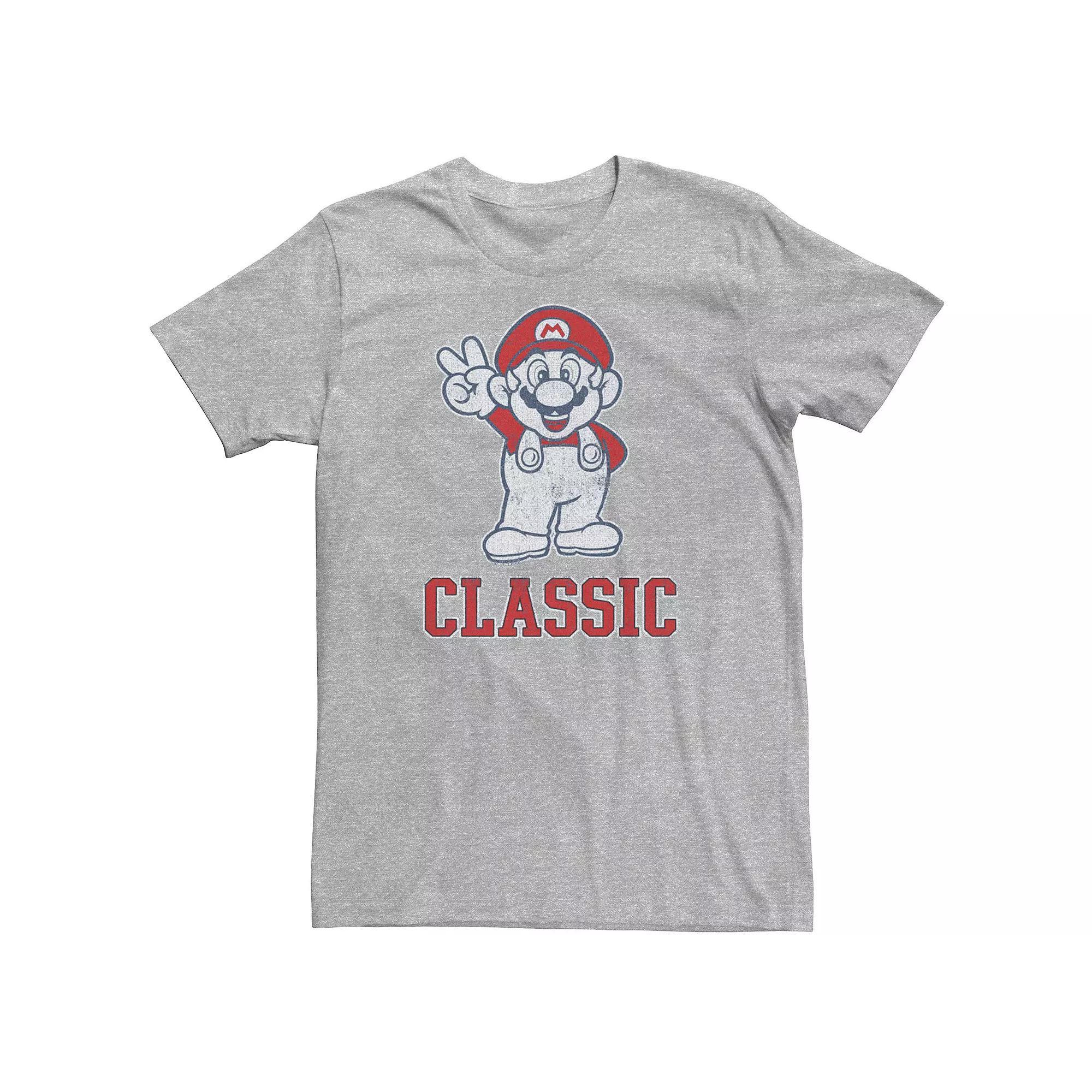 Men's Nintendo Super Mario Classic Peace Sign Graphic Tee, Size: 3XL, Athlc Hthr Product Image