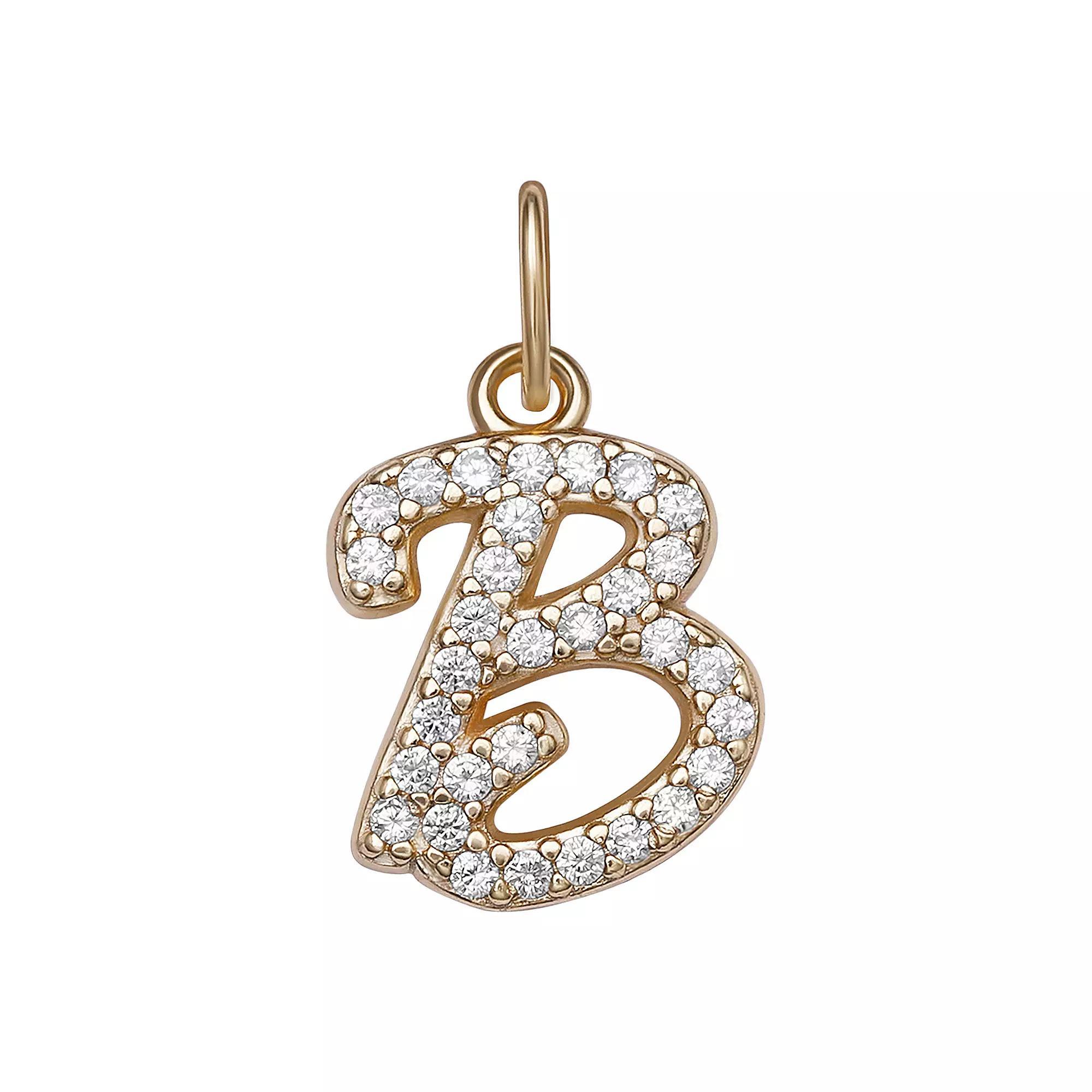 LC Lauren Conrad Sterling Silver Cubic Zirconia Initial Charm, Womens, Gold Tone O Product Image
