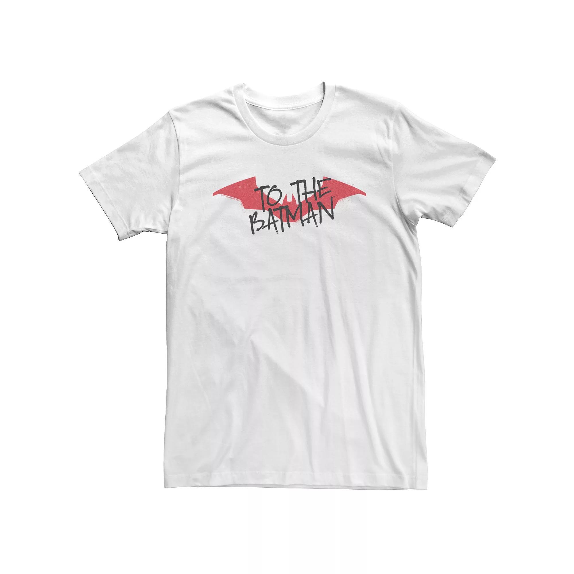 Big & Tall DC Batman To The Batman Red Bat Logo Tee, Men's, Size: 4XL Tall, White Product Image