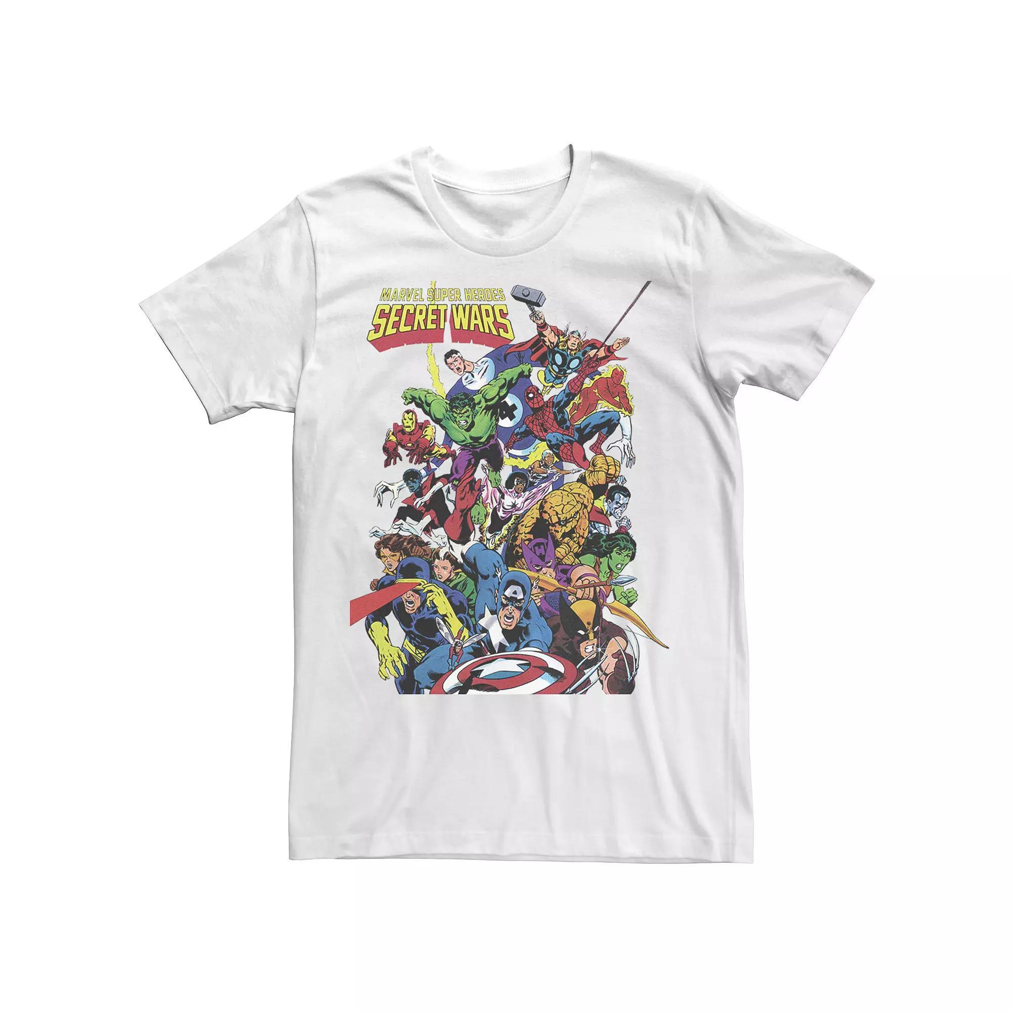 Men's Marvel Secret Wars Character Collage Portrait Graphic Tee, Size: XXL, White Product Image