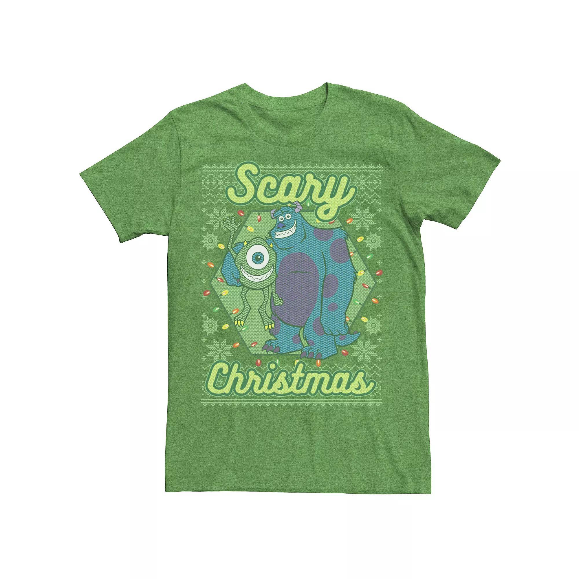 Disney / Pixars Monsters University Mens Scary Christmas Tee Kelly Grey Product Image