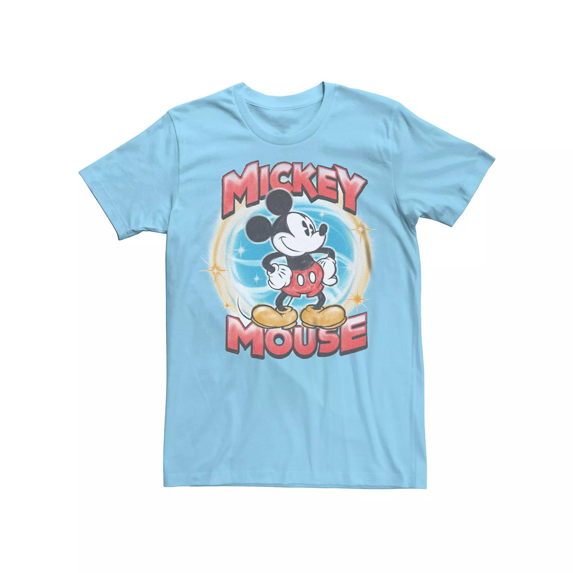 Men's Disney's Mickey Mouse Classic Airbrush Draw Tee, Size: Small, Light Blue Product Image