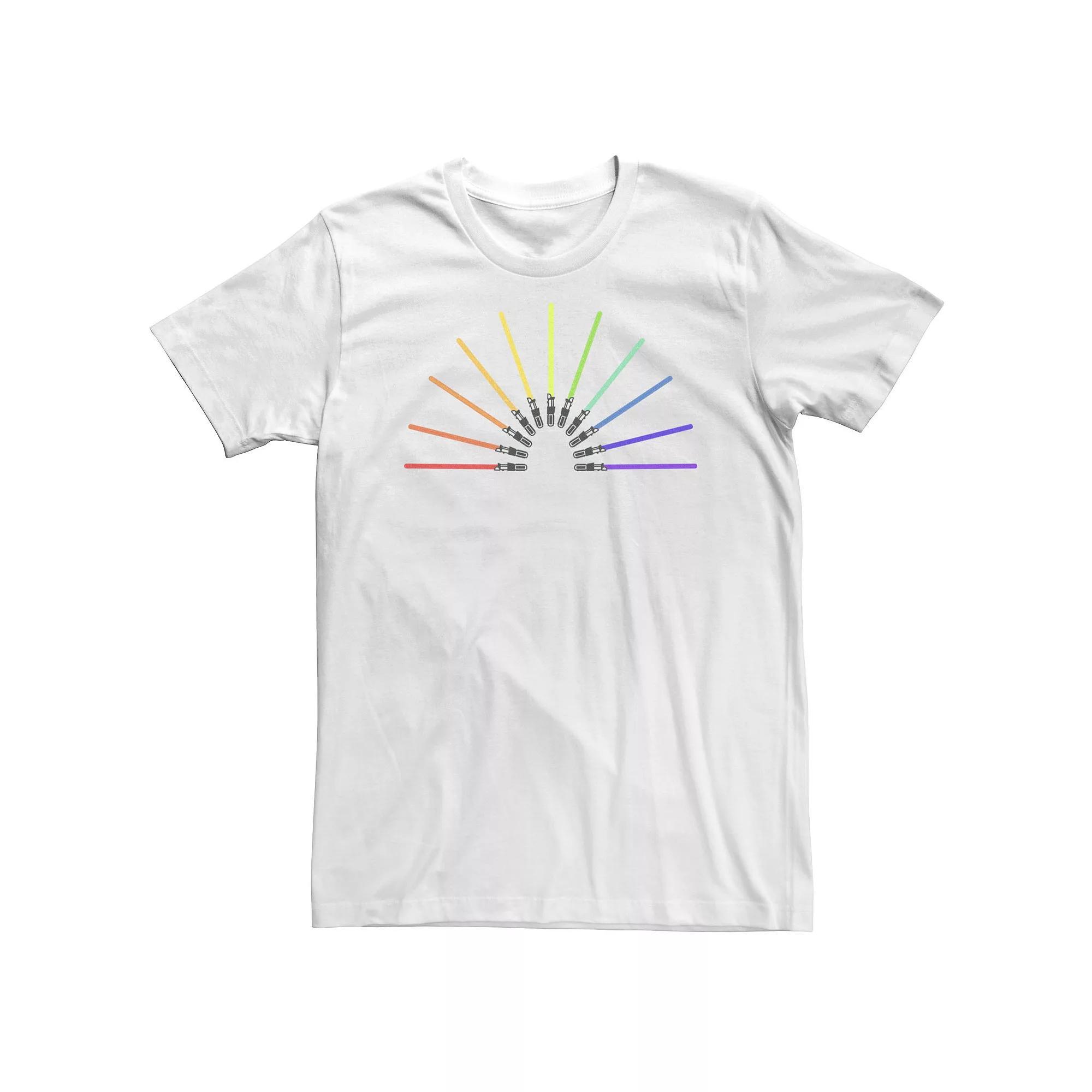 Big & Tall Star Wars Pride Rainbow Lightsabers Tee, Men's, Size: 4XL Tall, White Product Image