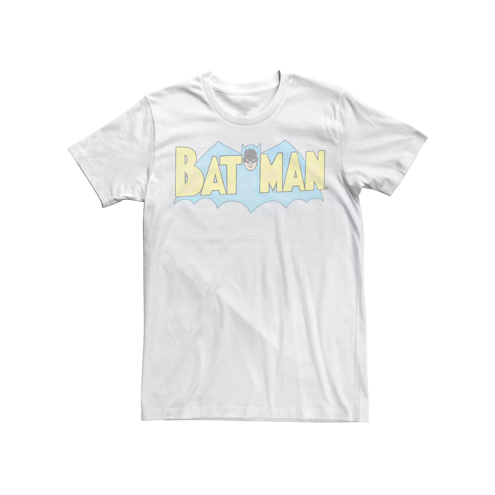 Men's Batman Retro Cartoon Style Logo Tee, Size: XL, White Product Image